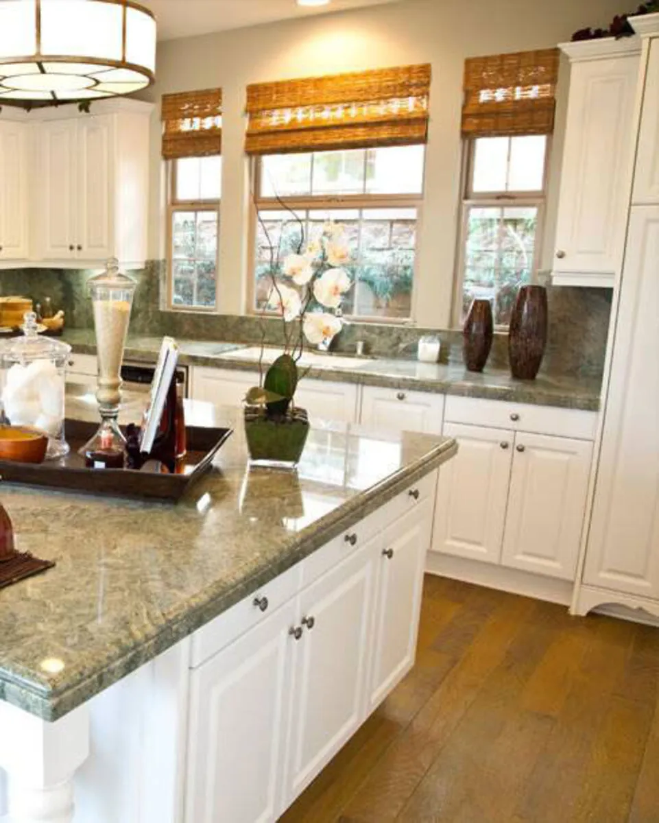 Image of installed Costa Esmeralda Granite countertops