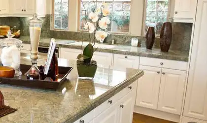 Image of installed Costa Esmeralda Granite countertops