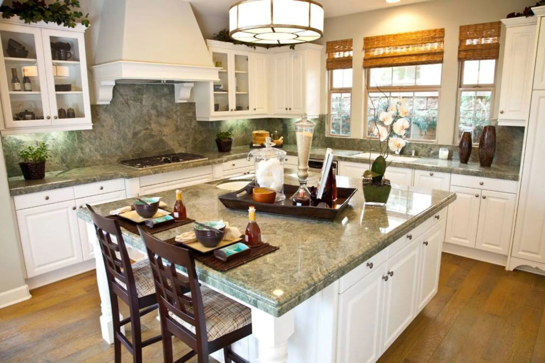 Image of installed Costa Esmeralda Granite countertops