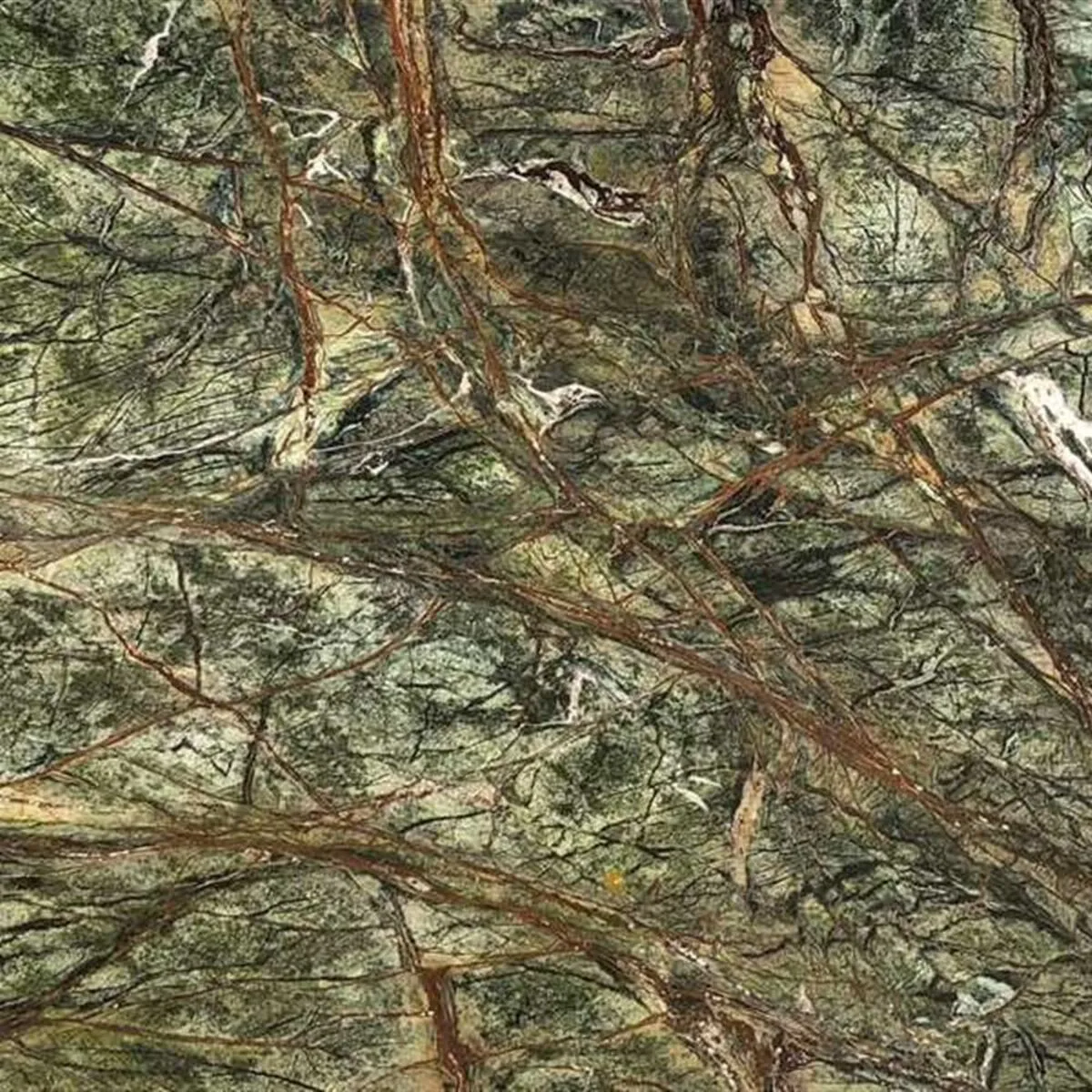 Closeup image of Rainforest Green Marble countertop slab