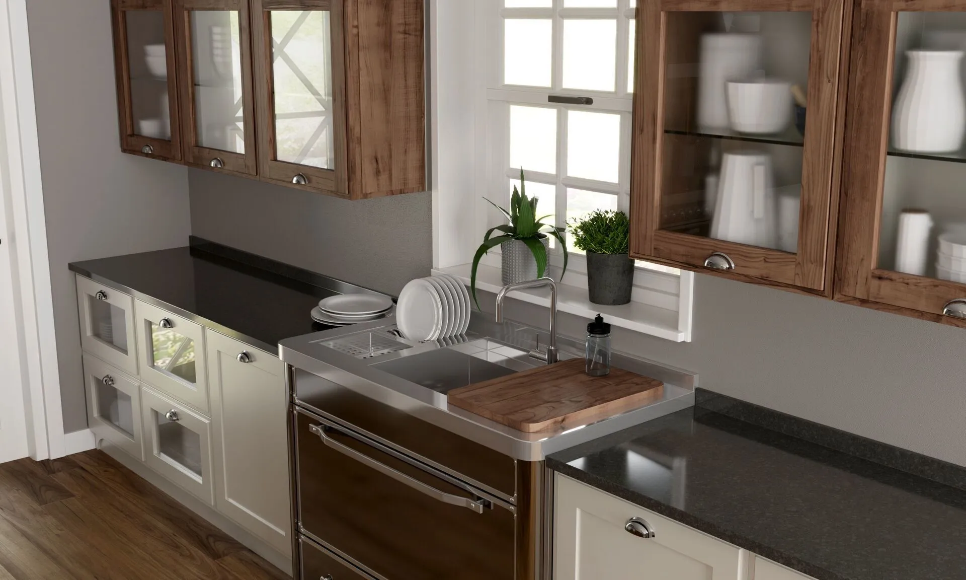 Image of installed Vicostone Graphite Quartz countertops