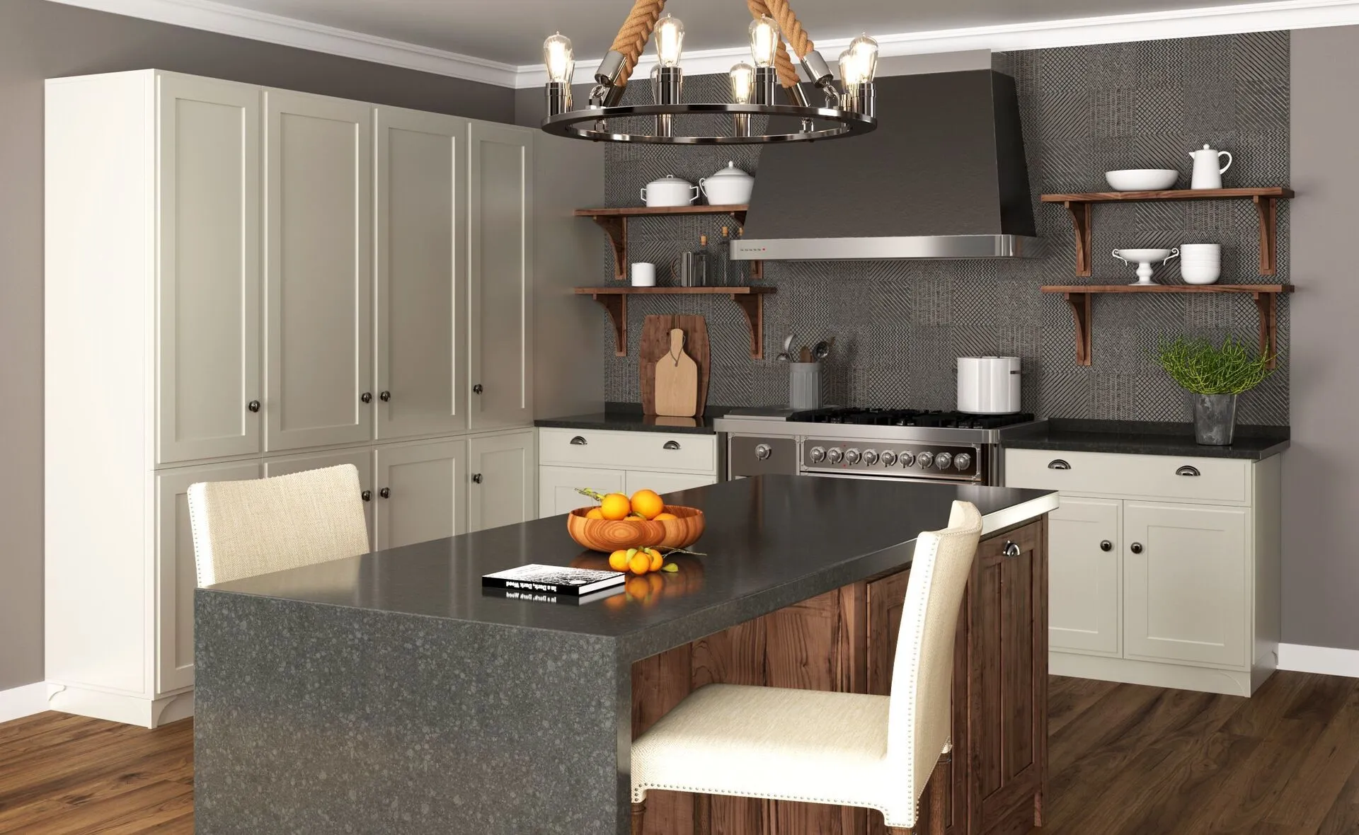 Image of installed Vicostone Graphite Quartz countertops
