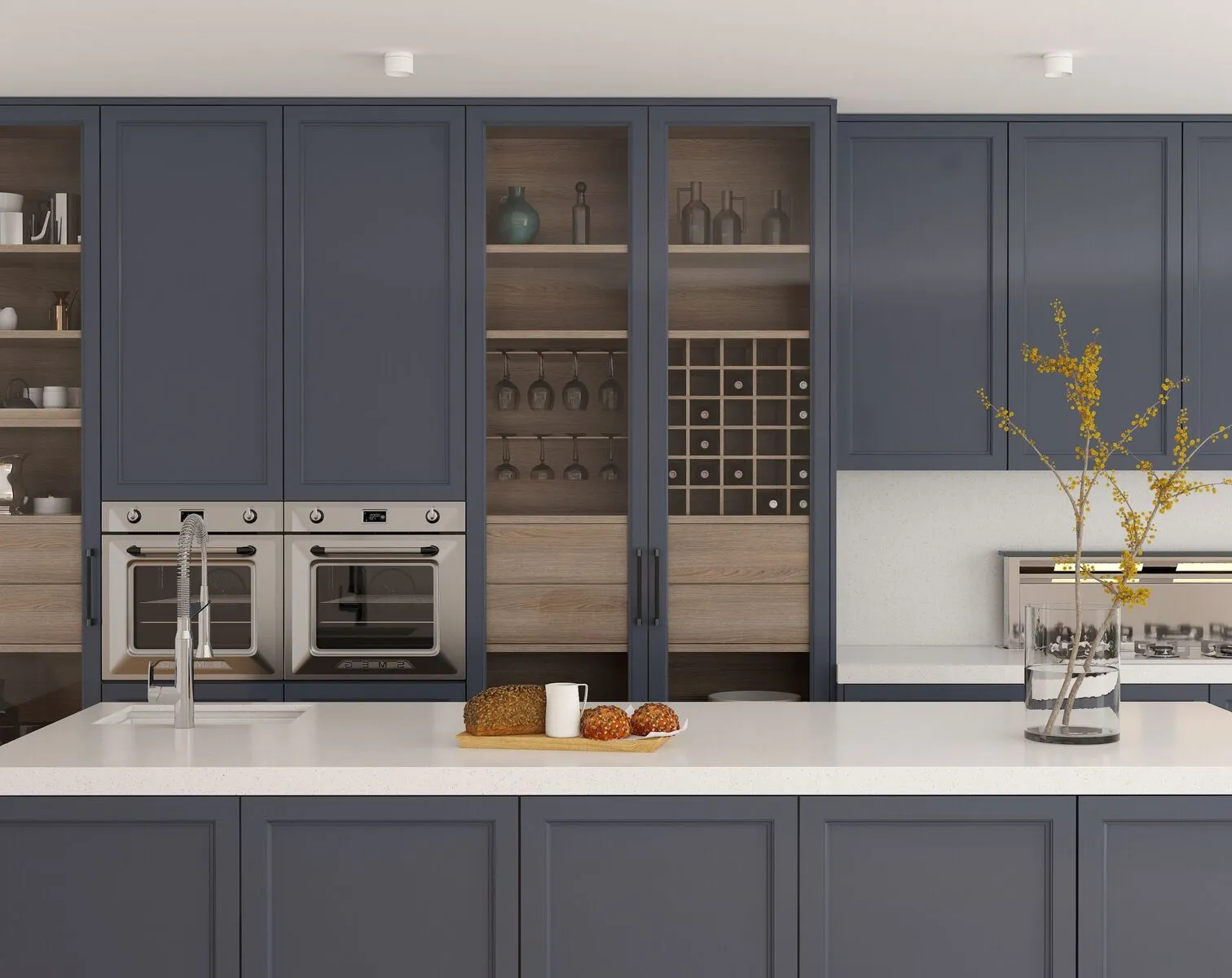 Image of installed Vicostone Sparkling White Quartz countertops
