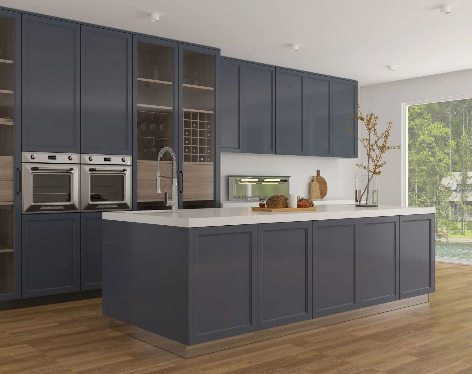Image of installed Vicostone Sparkling White Quartz countertops