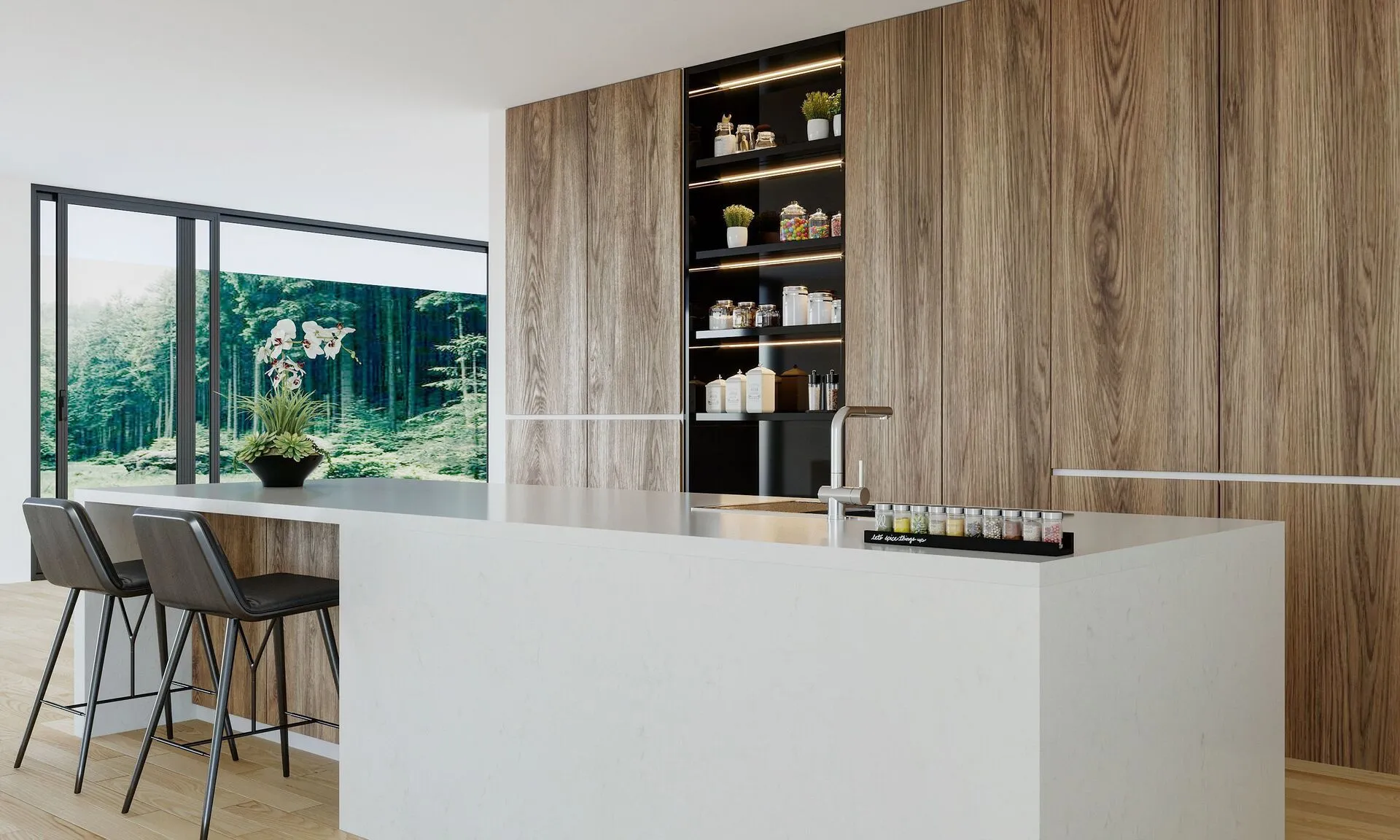 Image of installed Vicostone Carrara Quartz countertops