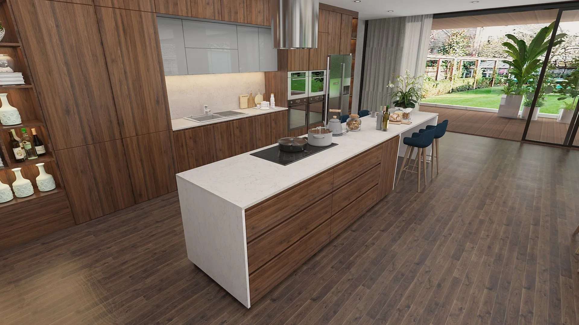 Image of installed Vicostone Valley White Quartz countertops