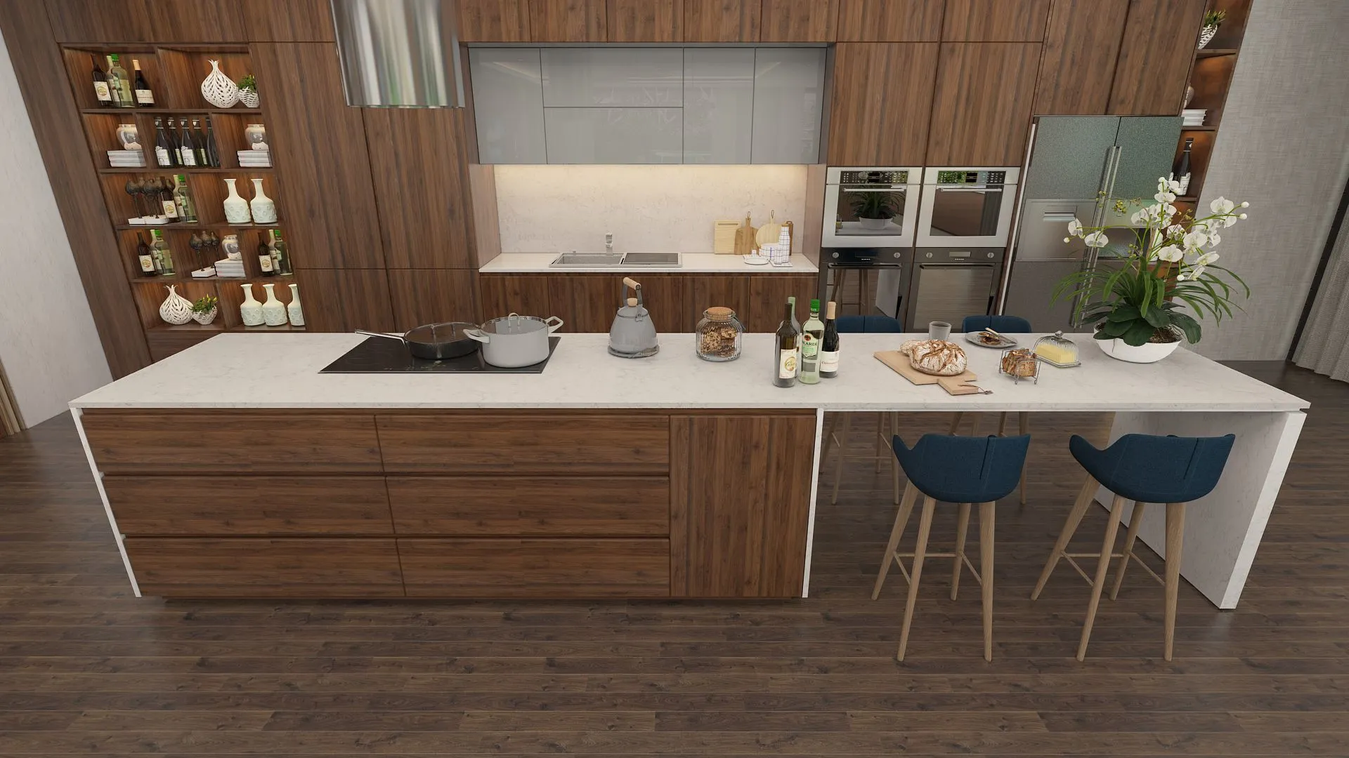 Image of installed Vicostone Valley White Quartz countertops