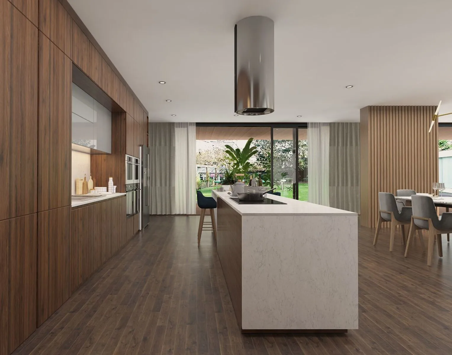 Image of installed Vicostone Valley White Quartz countertops