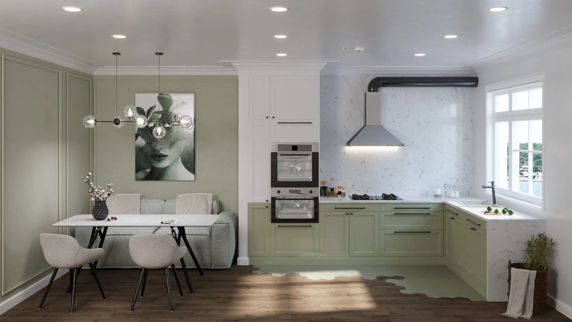 Image of installed Vicostone Ventisca Quartz countertops