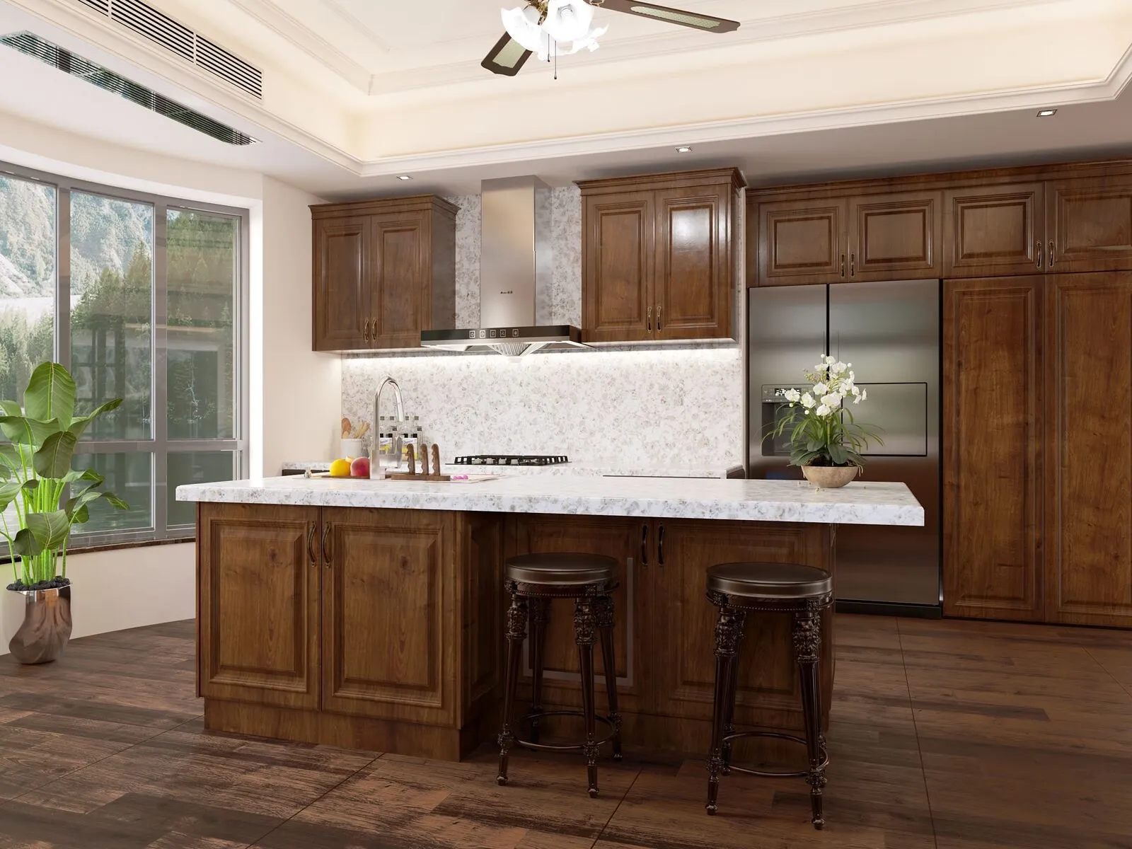Image of installed Vicostone Alaska White Grey Quartz countertops