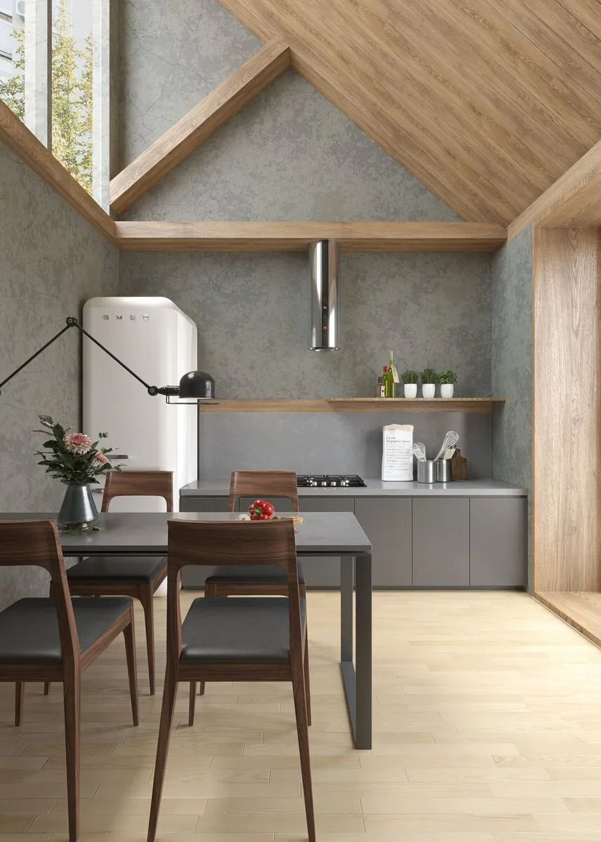 Image of installed Vicostone Concreto Quartz countertops