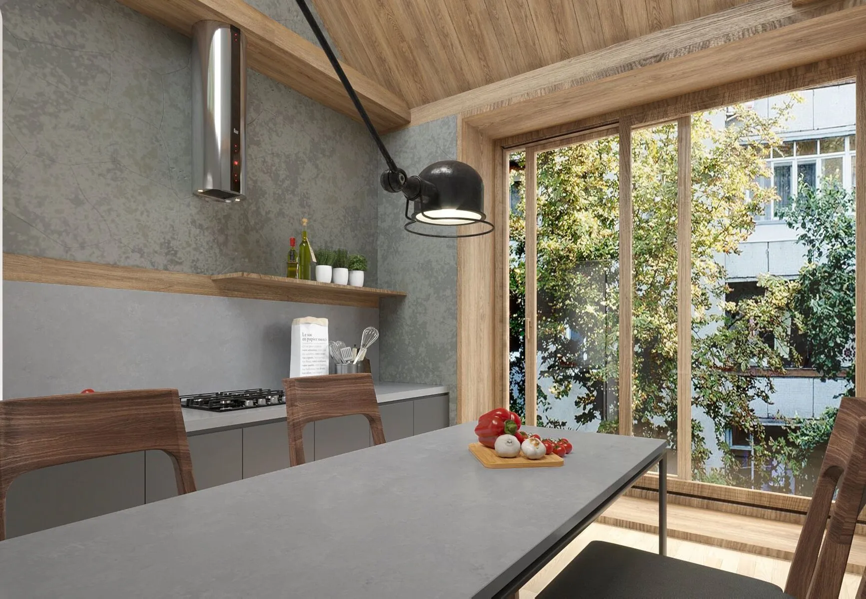 Image of installed Vicostone Concreto Quartz countertops