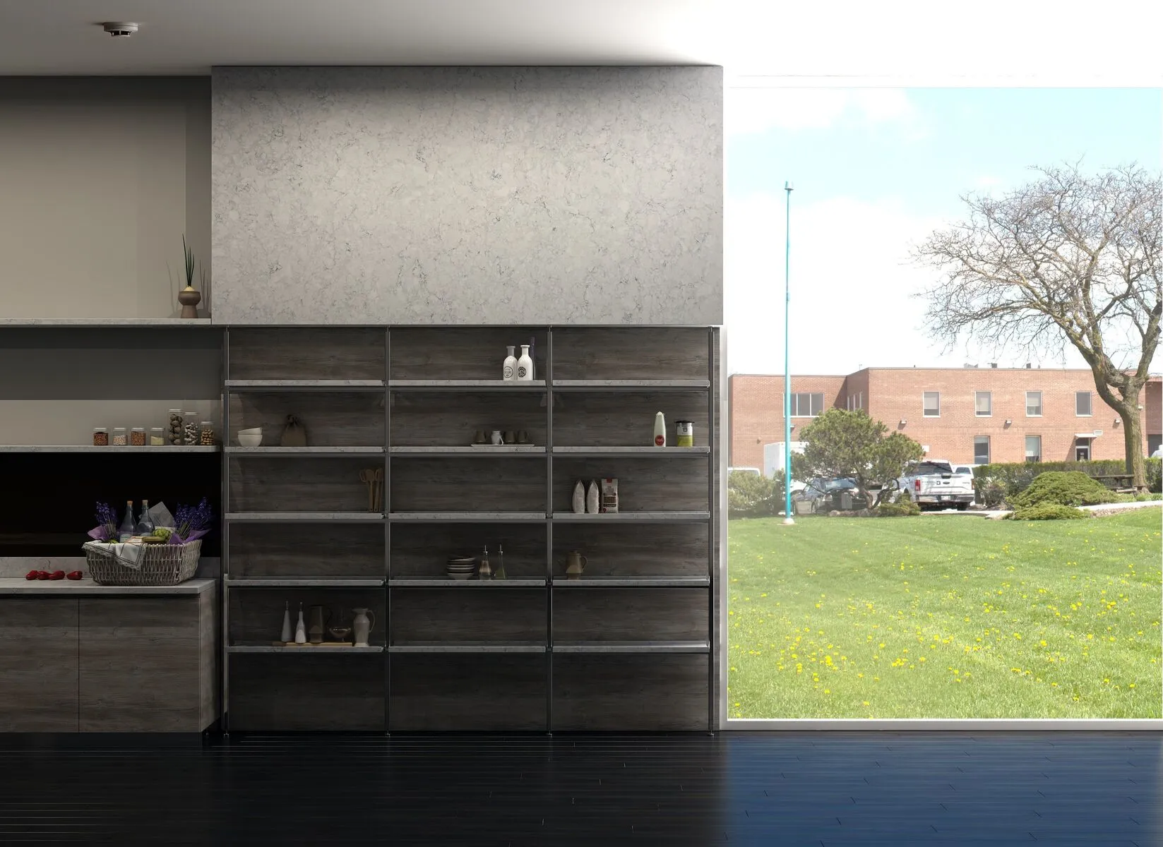 Image of installed Vicostone Eclipse White Quartz countertops