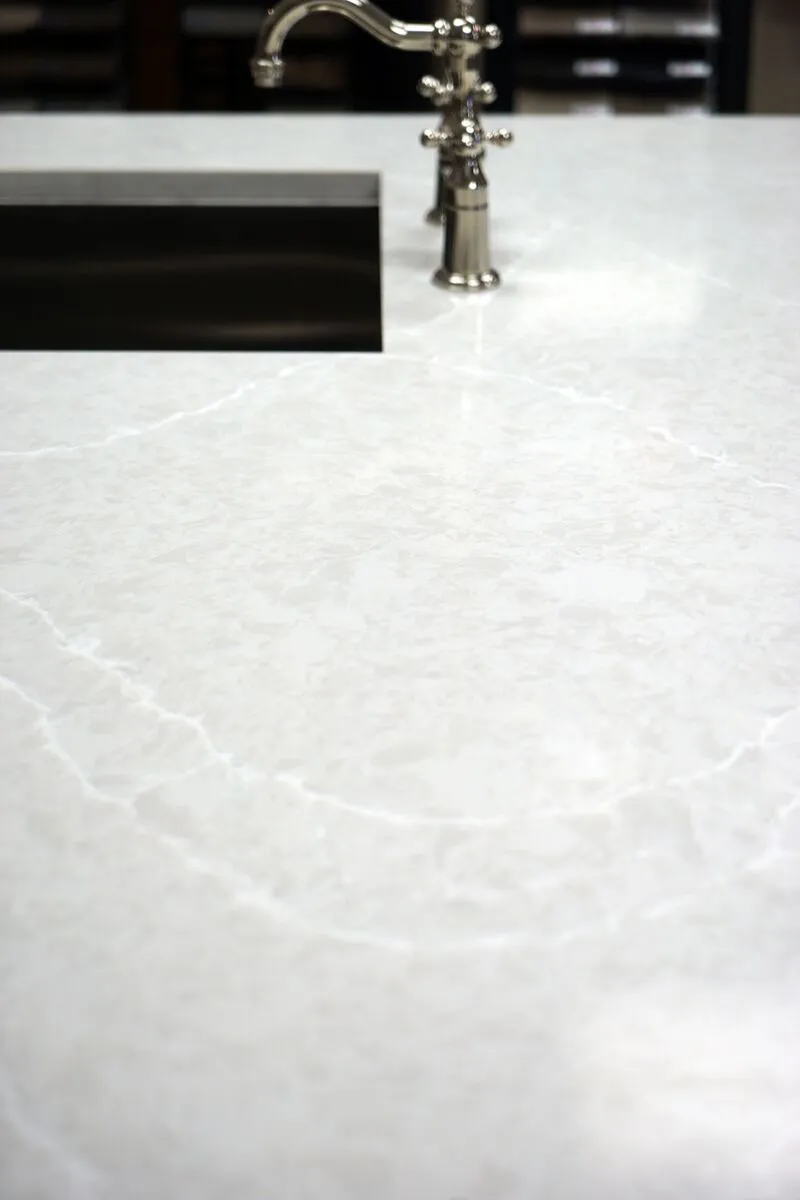 Image of installed Vicostone Icelake Grey Quartz countertops