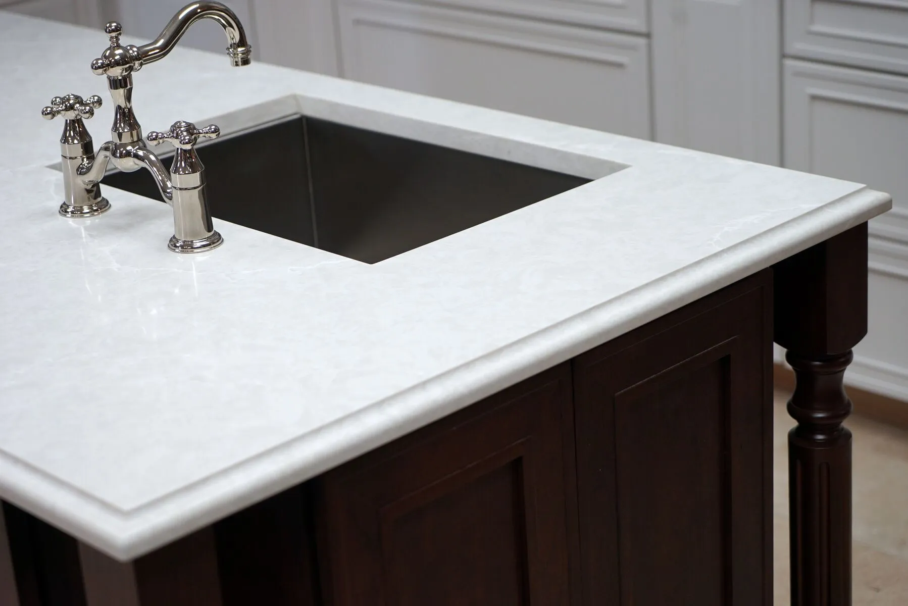 Image of installed Vicostone Icelake Grey Quartz countertops