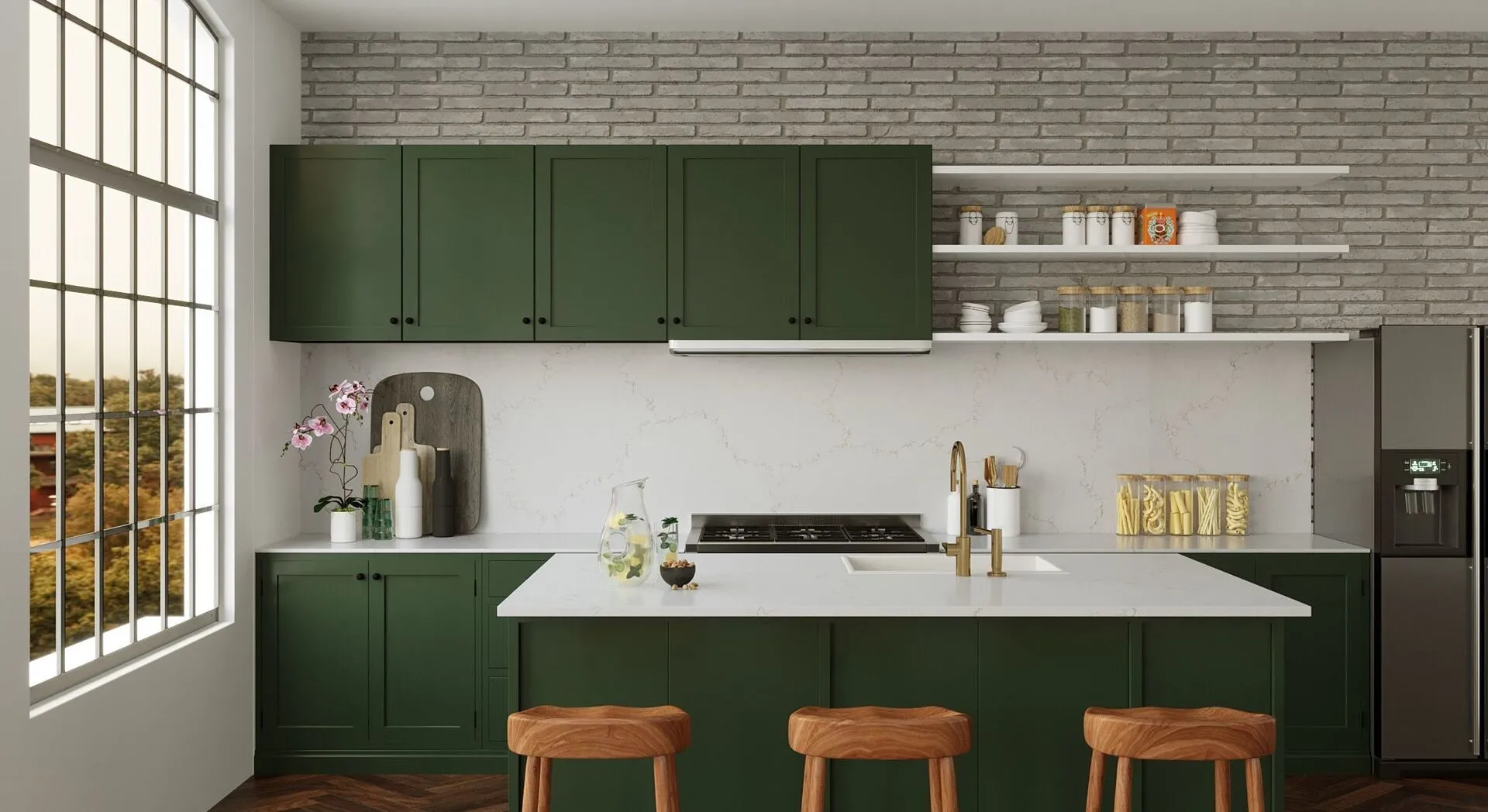 Image of installed Vicostone Misterio Quartz countertops