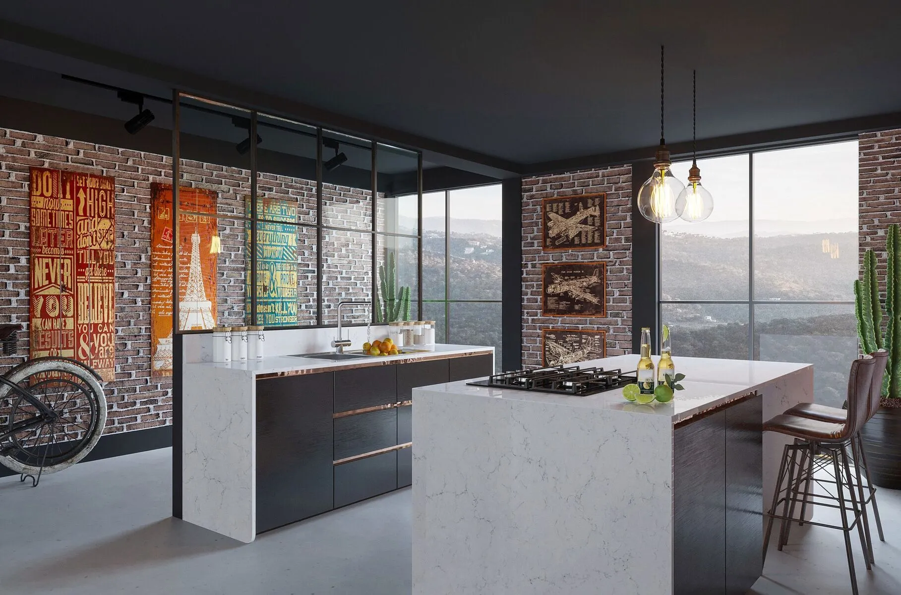 Image of installed Vicostone Misterio Quartz countertops