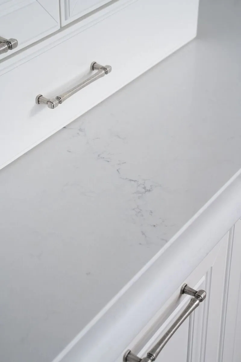 Image of installed Vicostone Misterio Quartz countertops