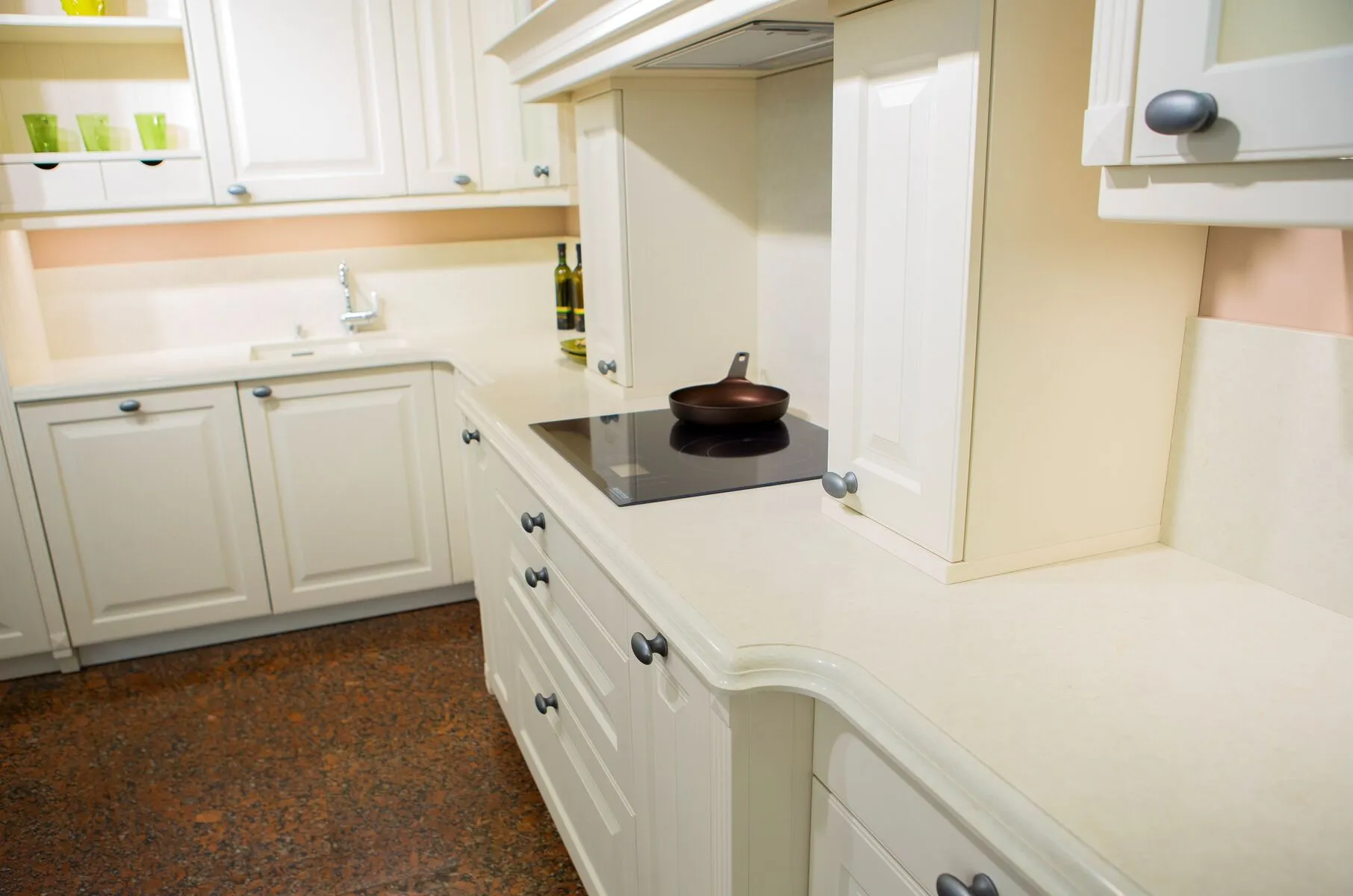 Image of installed Vicostone Taj Mahal Grey Quartz countertops