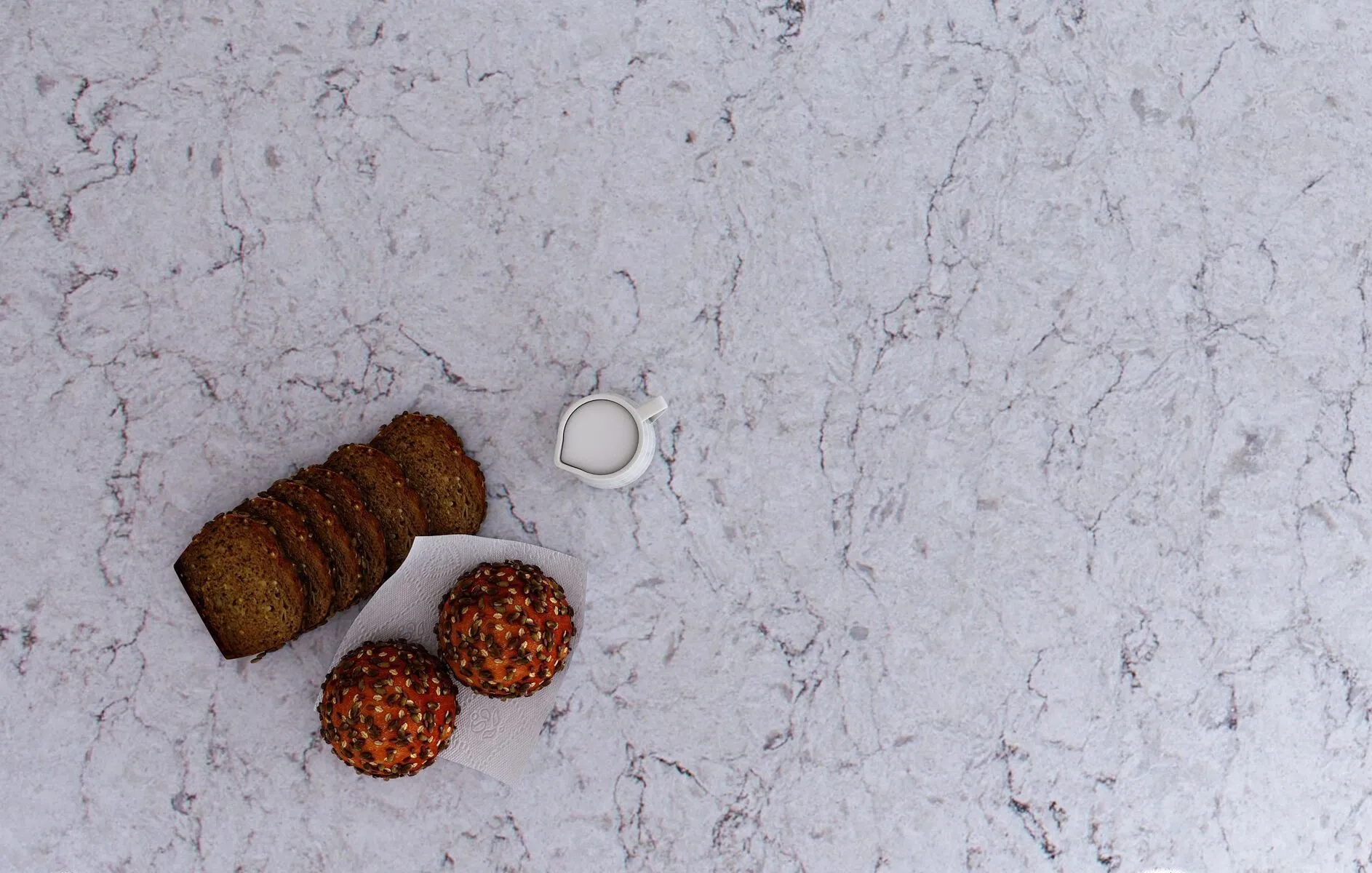 Image of installed Vicostone Argento Grey Quartz countertops