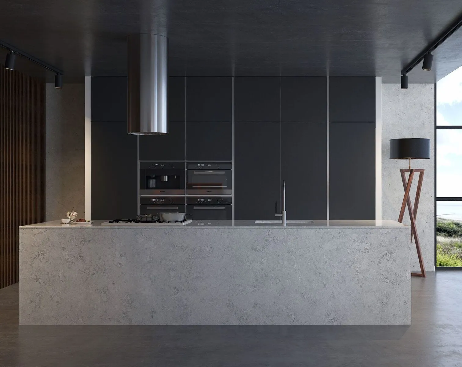 Image of installed Vicostone Naxos Quartz countertops