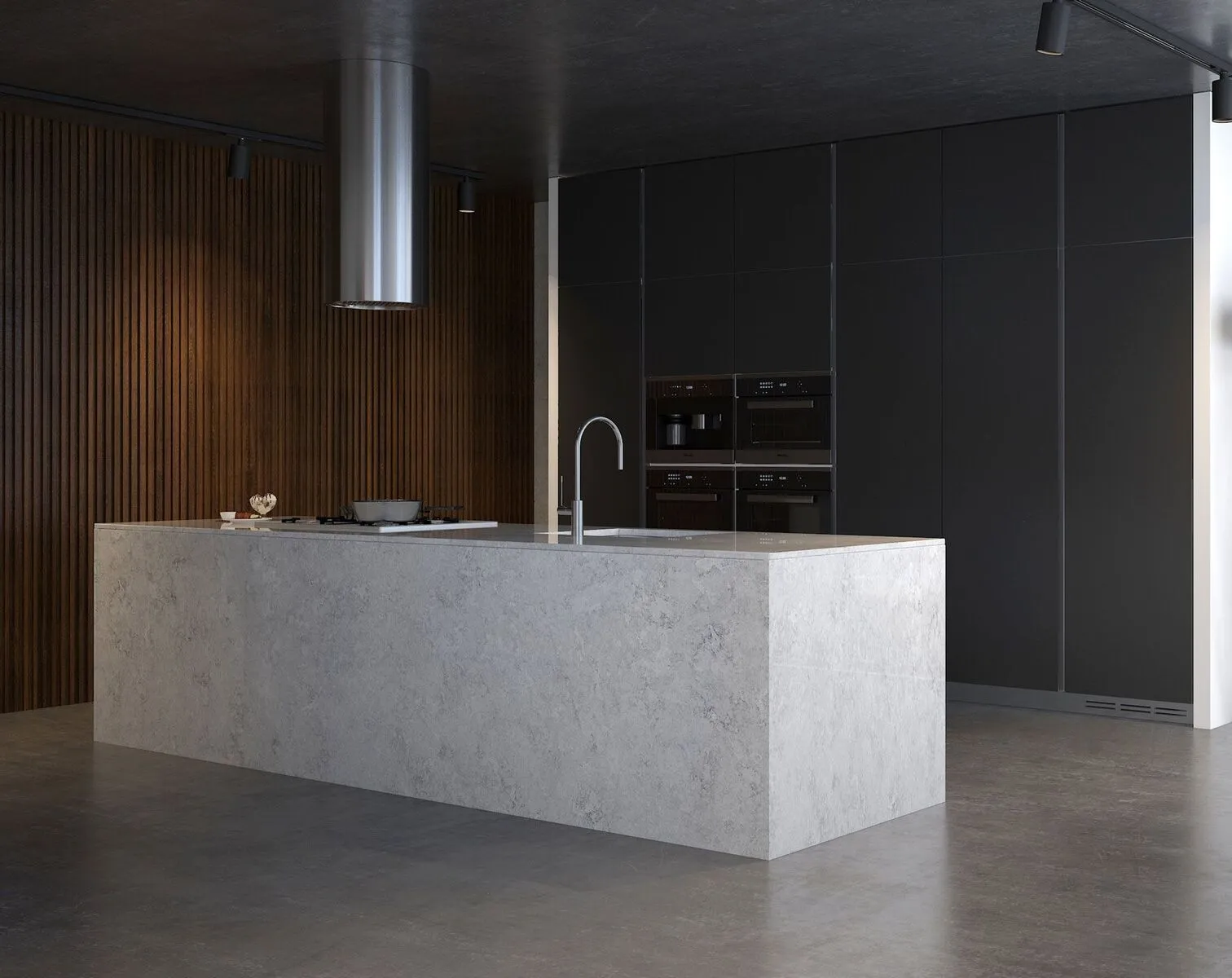 Image of installed Vicostone Naxos Quartz countertops