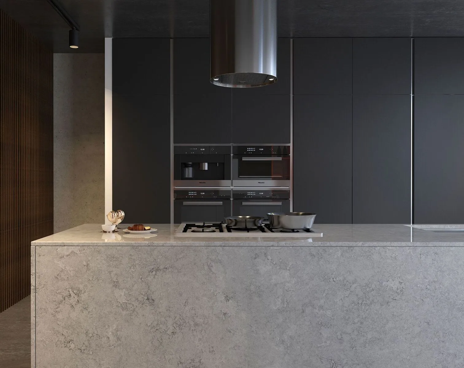 Image of installed Vicostone Naxos Quartz countertops