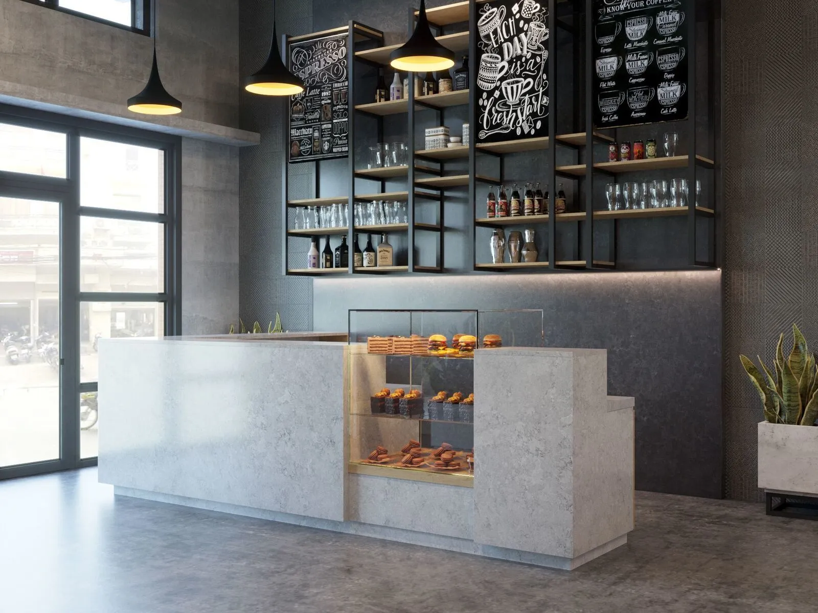 Image of installed Vicostone Naxos Quartz countertops