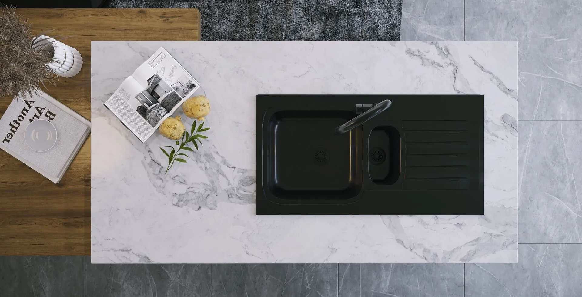 Image of installed Vicostone Amarcord Grey Quartz countertops