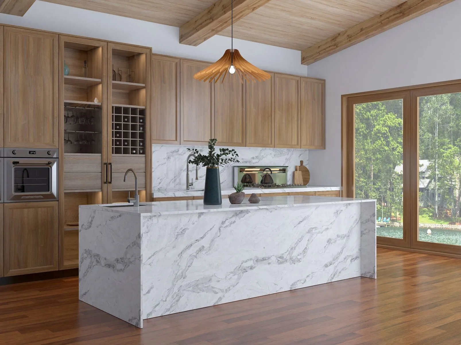 Image of installed Vicostone Amarcord Grey Quartz countertops