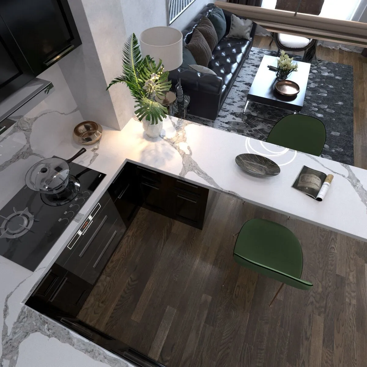 Image of installed Vicostone Forza Quartz countertops