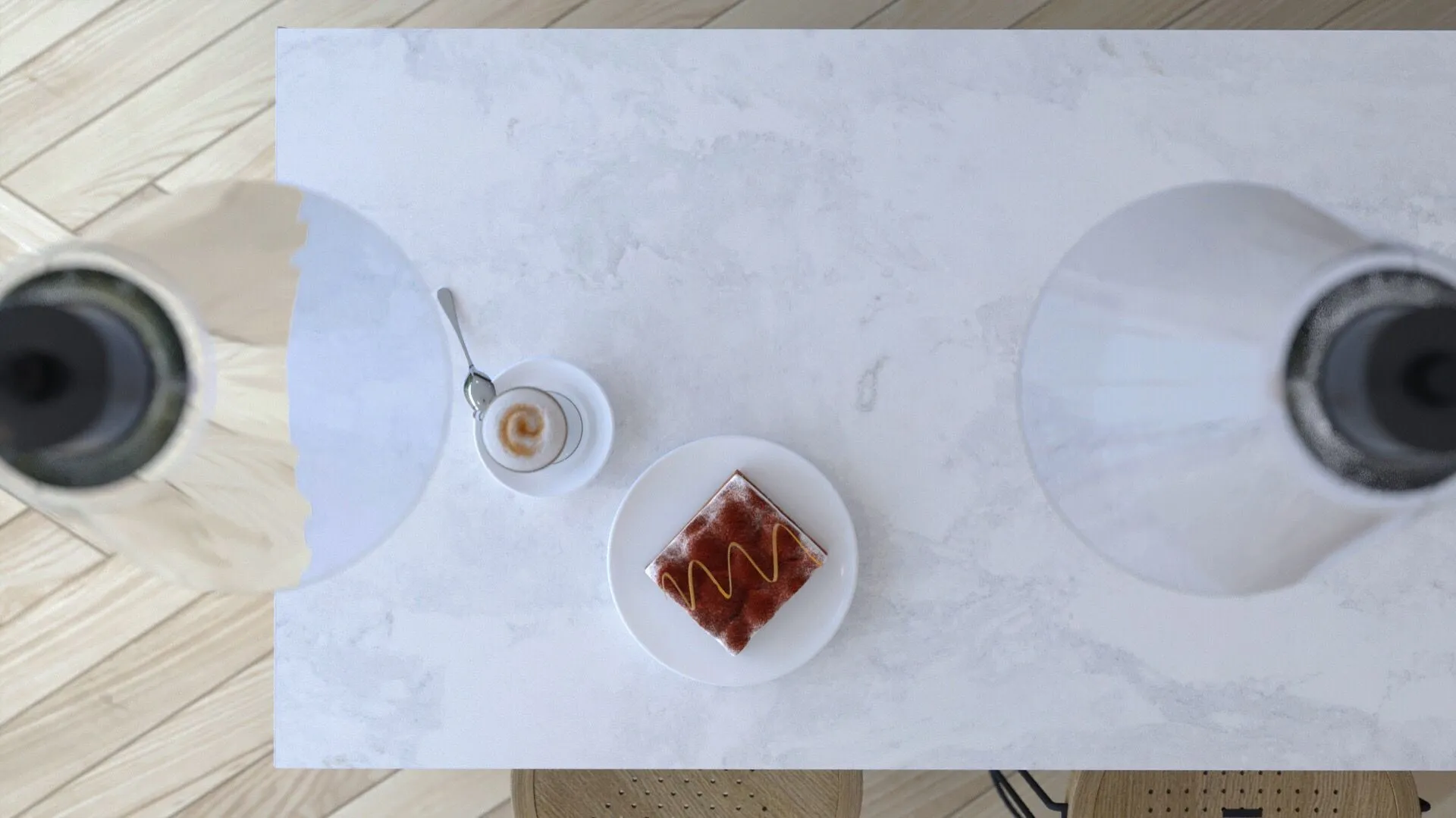 Image of installed Vicostone Luna Plena Grey Quartz countertops