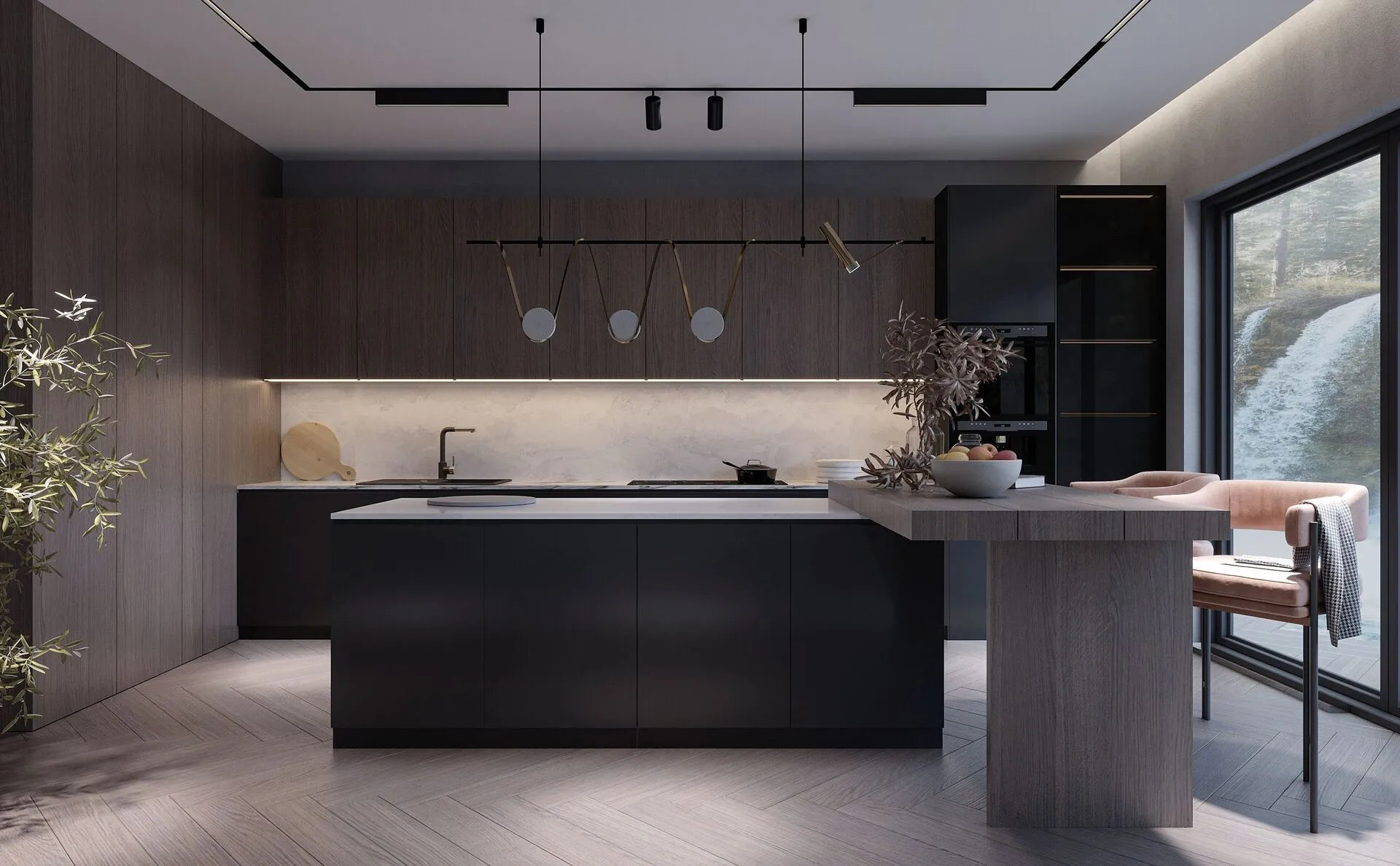Image of installed Vicostone Luna Plena Grey Quartz countertops