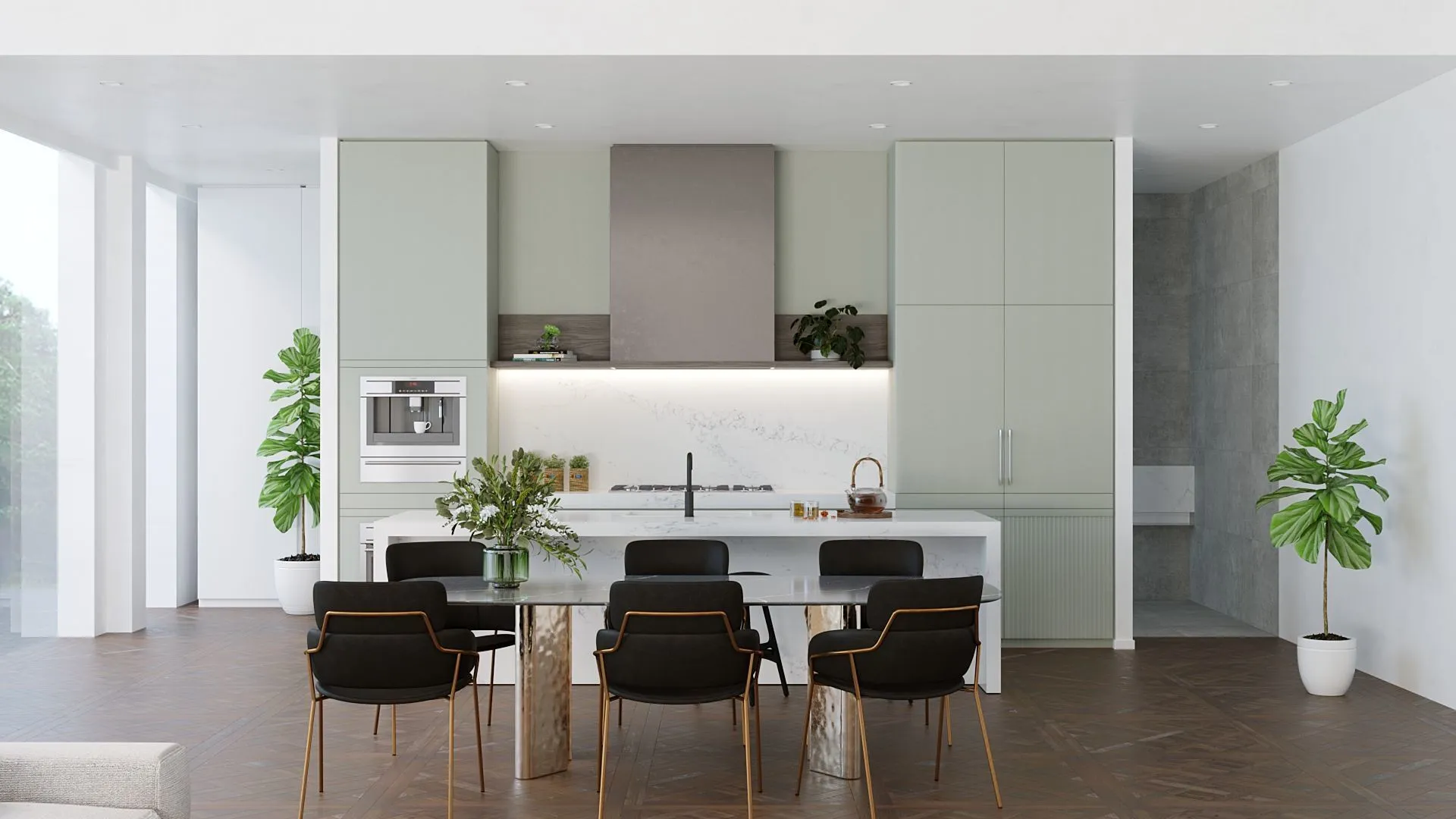 Image of installed Vicostone Statuario Quartz countertops