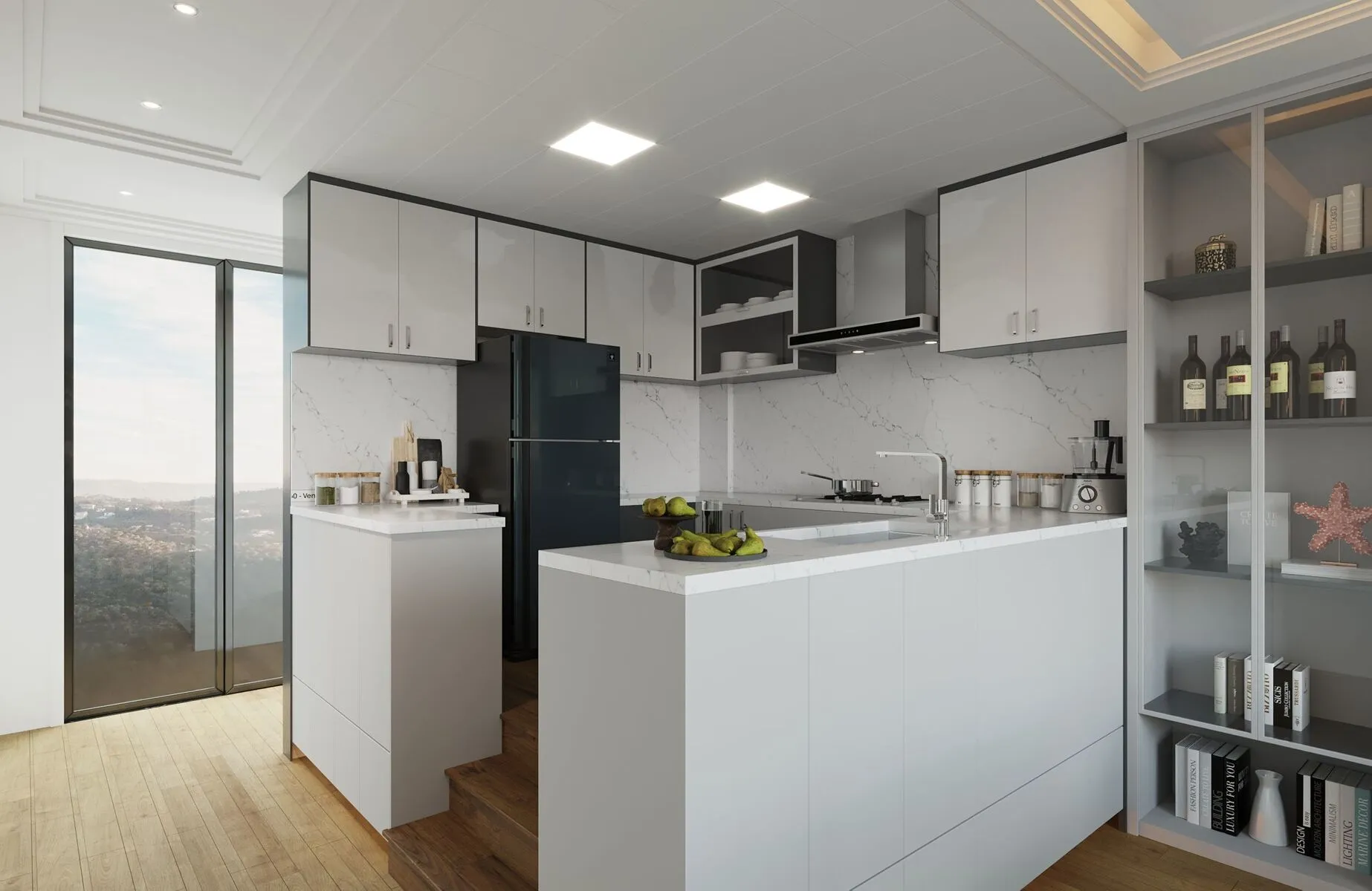 Image of installed Vicostone Venatino Quartz countertops