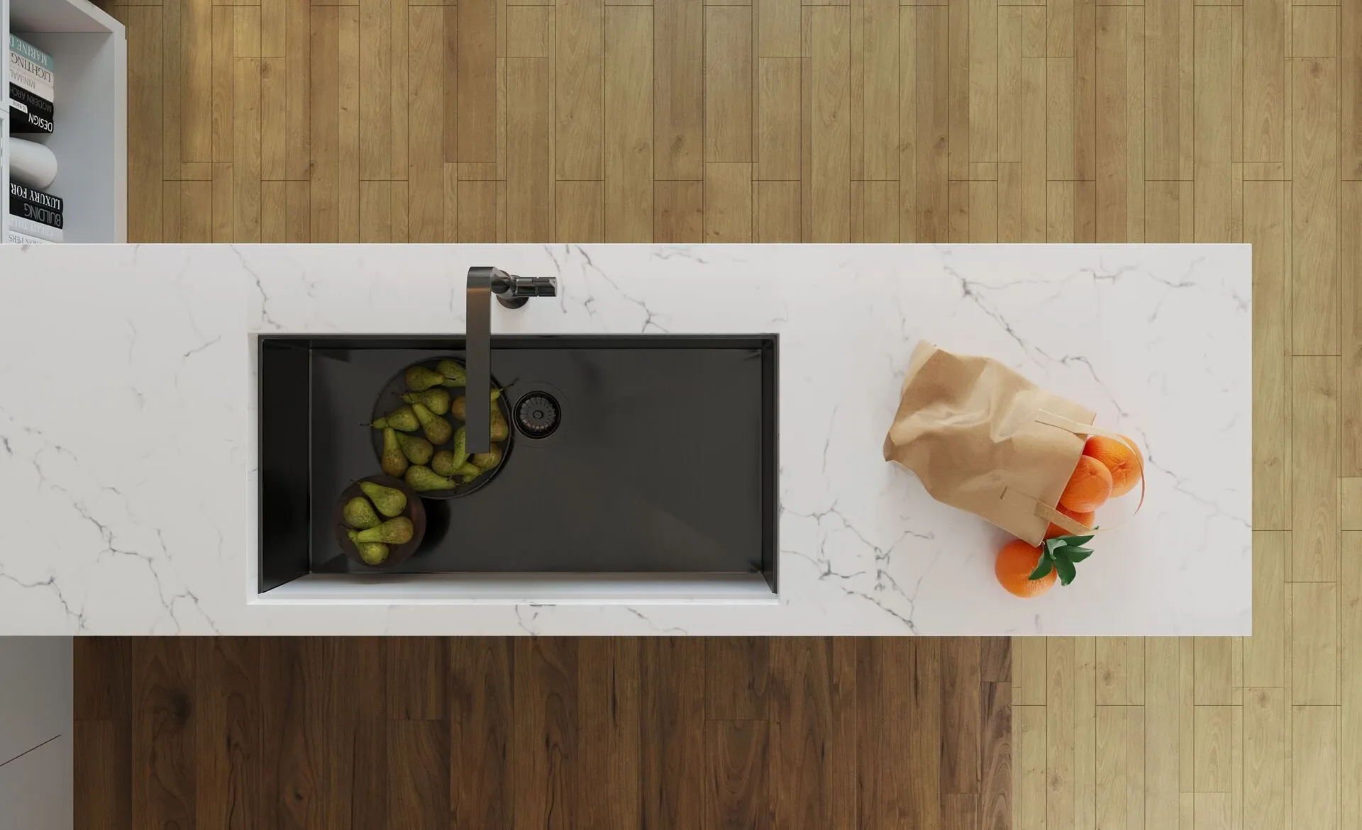 Image of installed Vicostone Venatino Quartz countertops