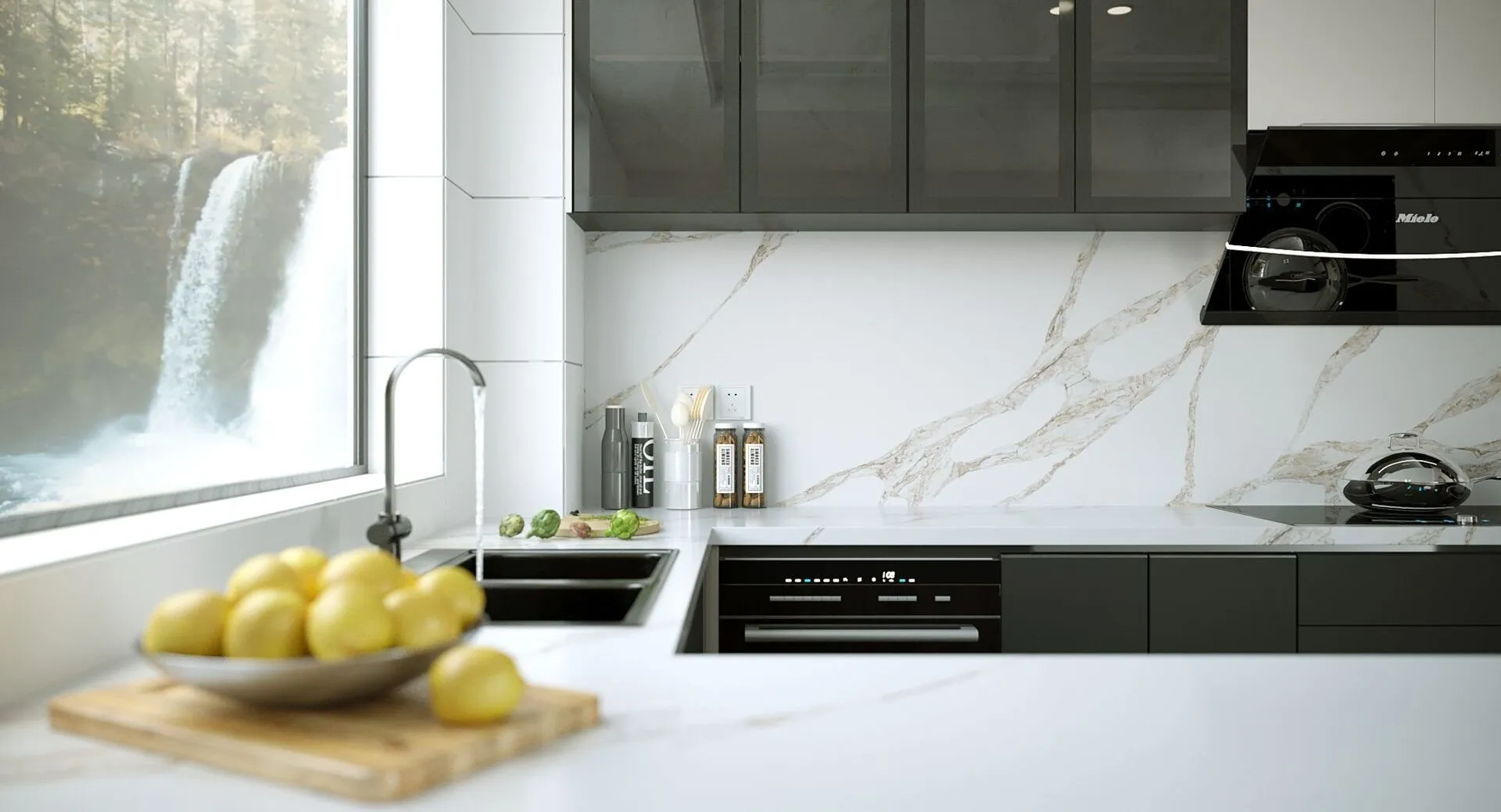 Image of installed Vicostone Vivalioro Quartz countertops