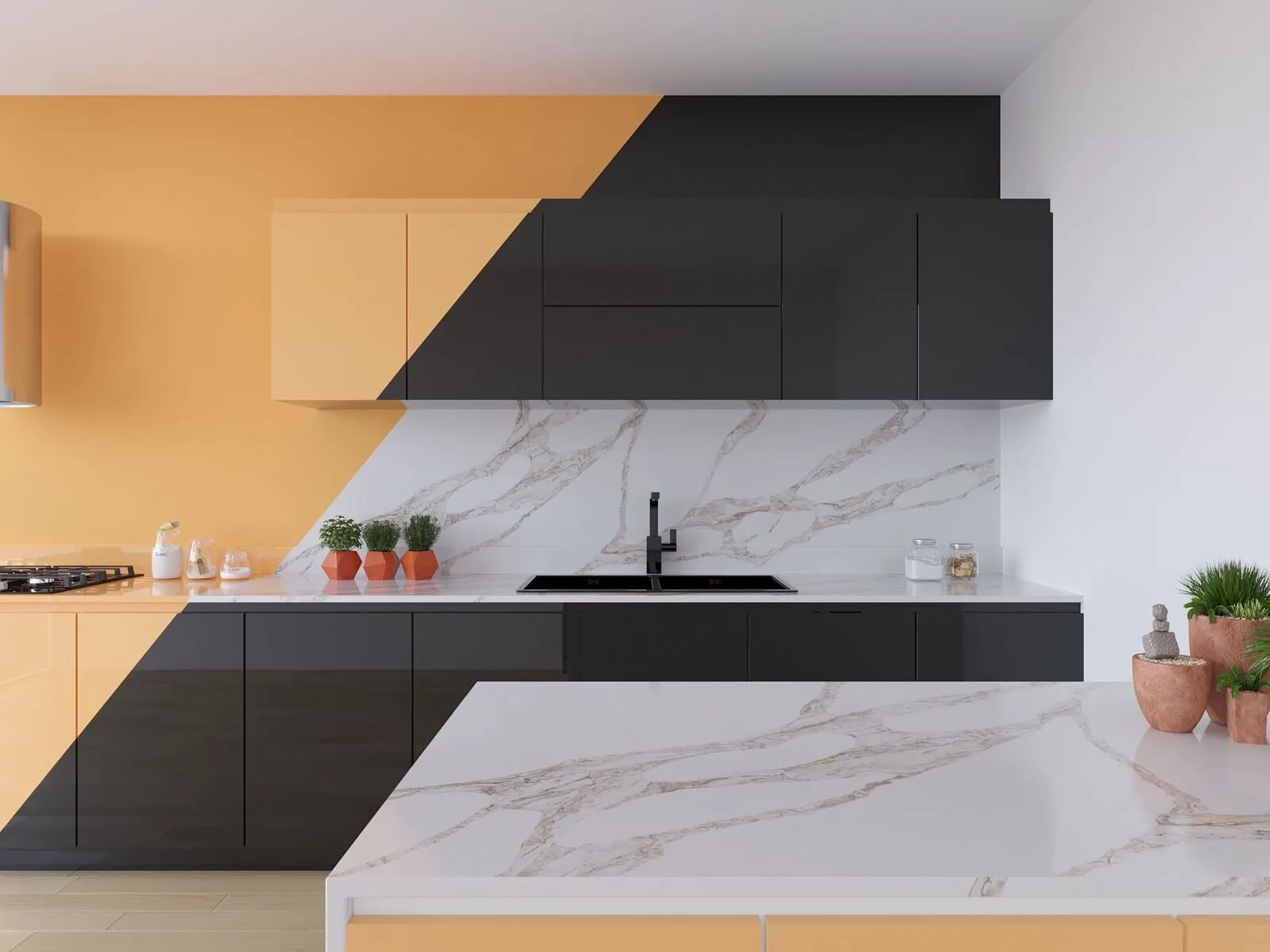 Image of installed Vicostone Vivalioro Quartz countertops