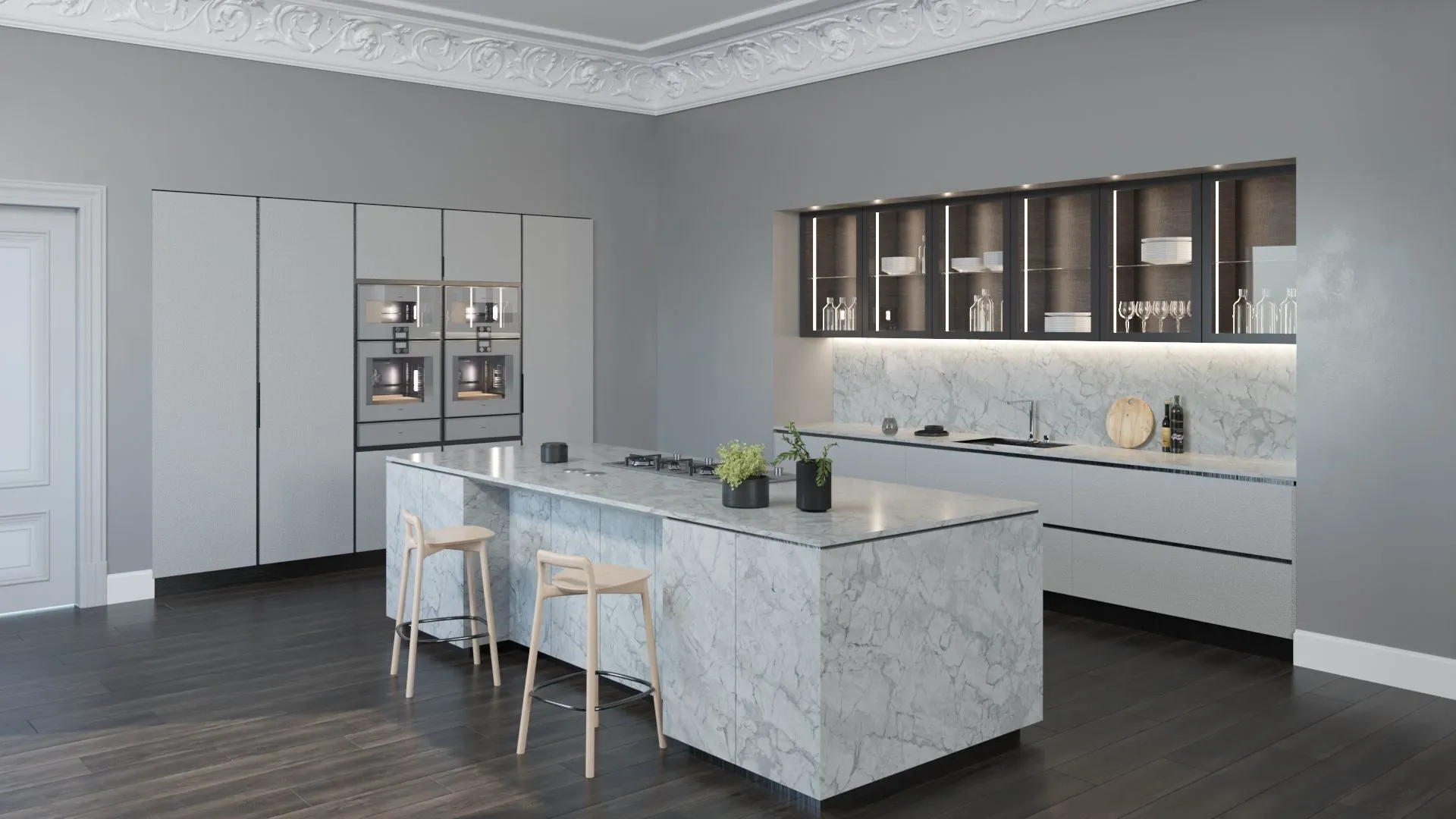 Image of installed Vicostone Bahia Quartz countertops
