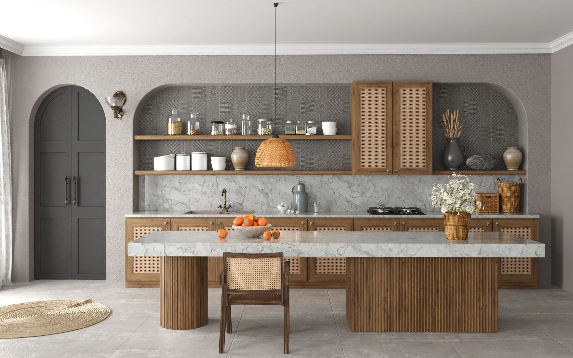 Image of installed Vicostone Bahia Quartz countertops