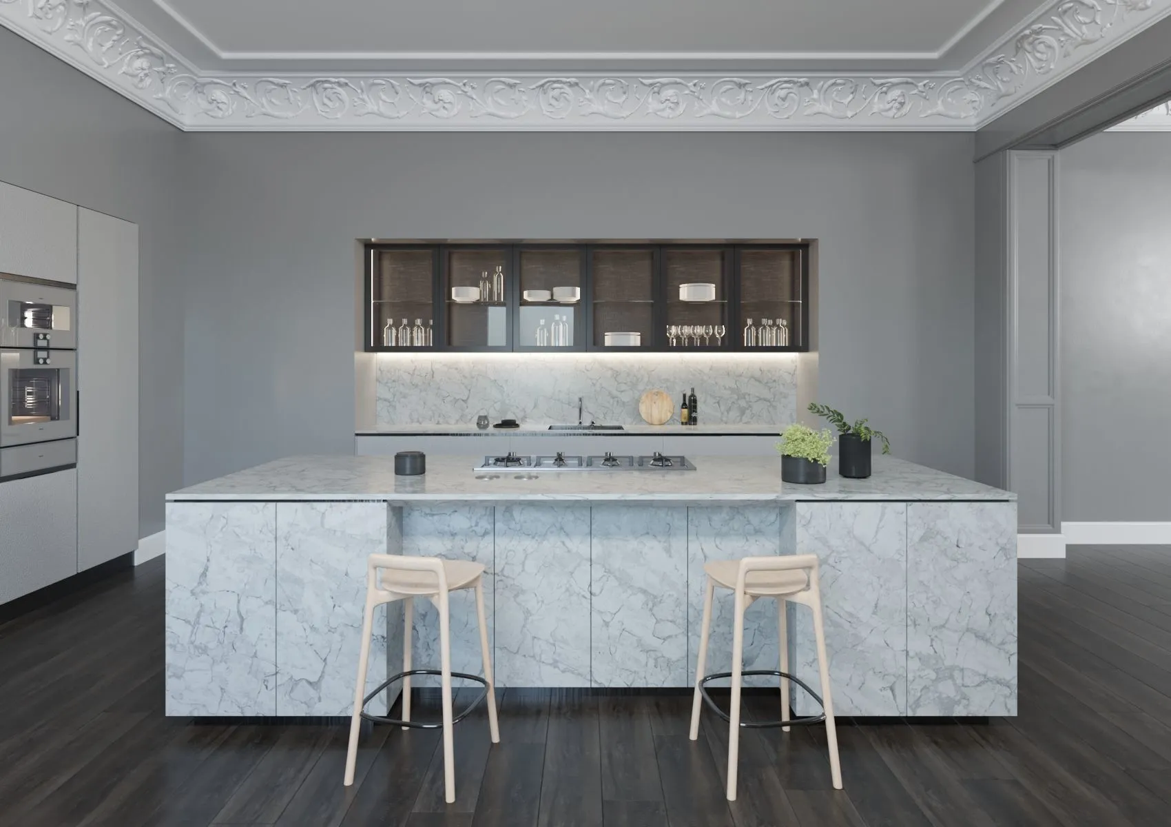 Image of installed Vicostone Bahia Quartz countertops