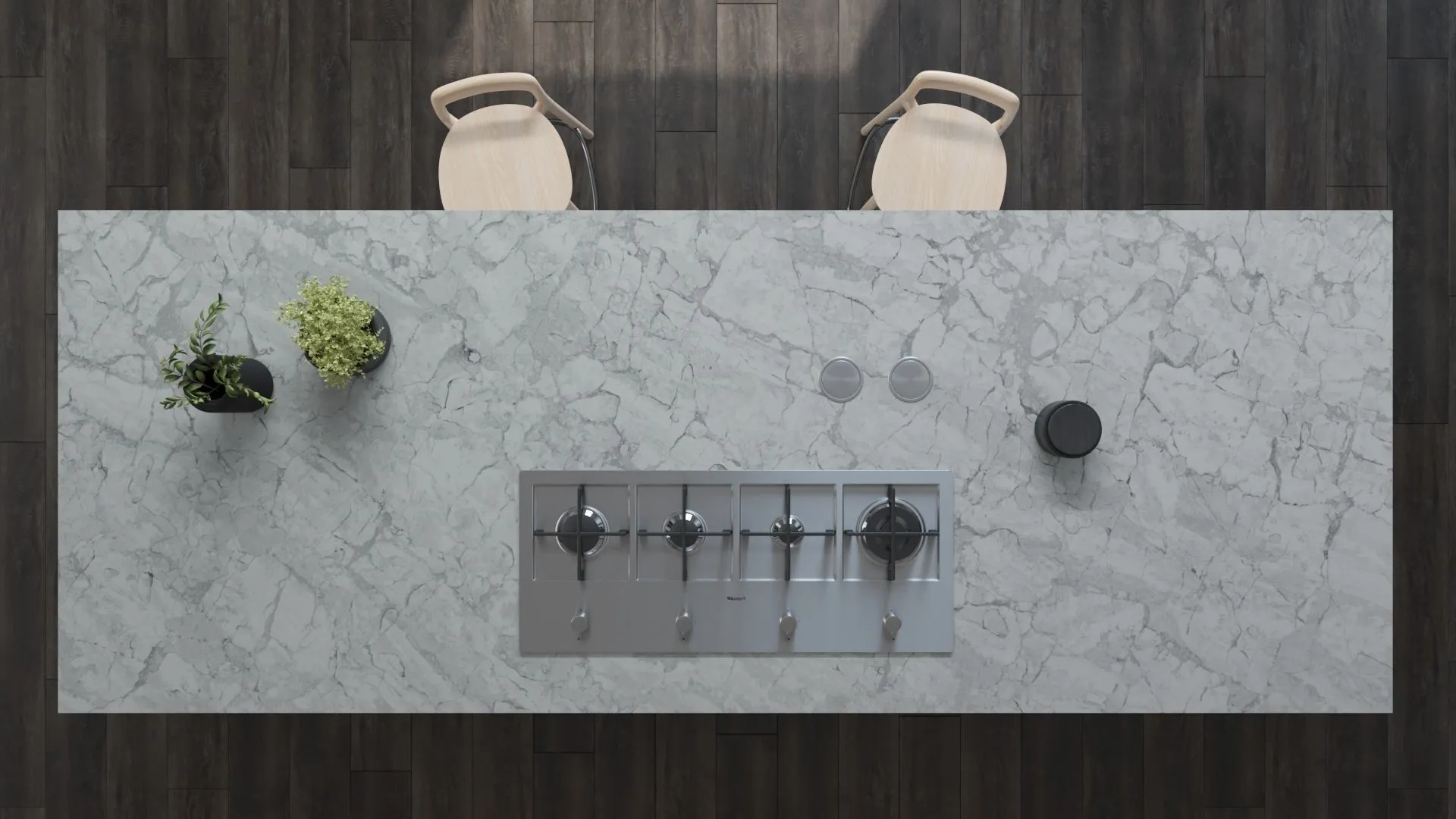 Image of installed Vicostone Bahia Quartz countertops