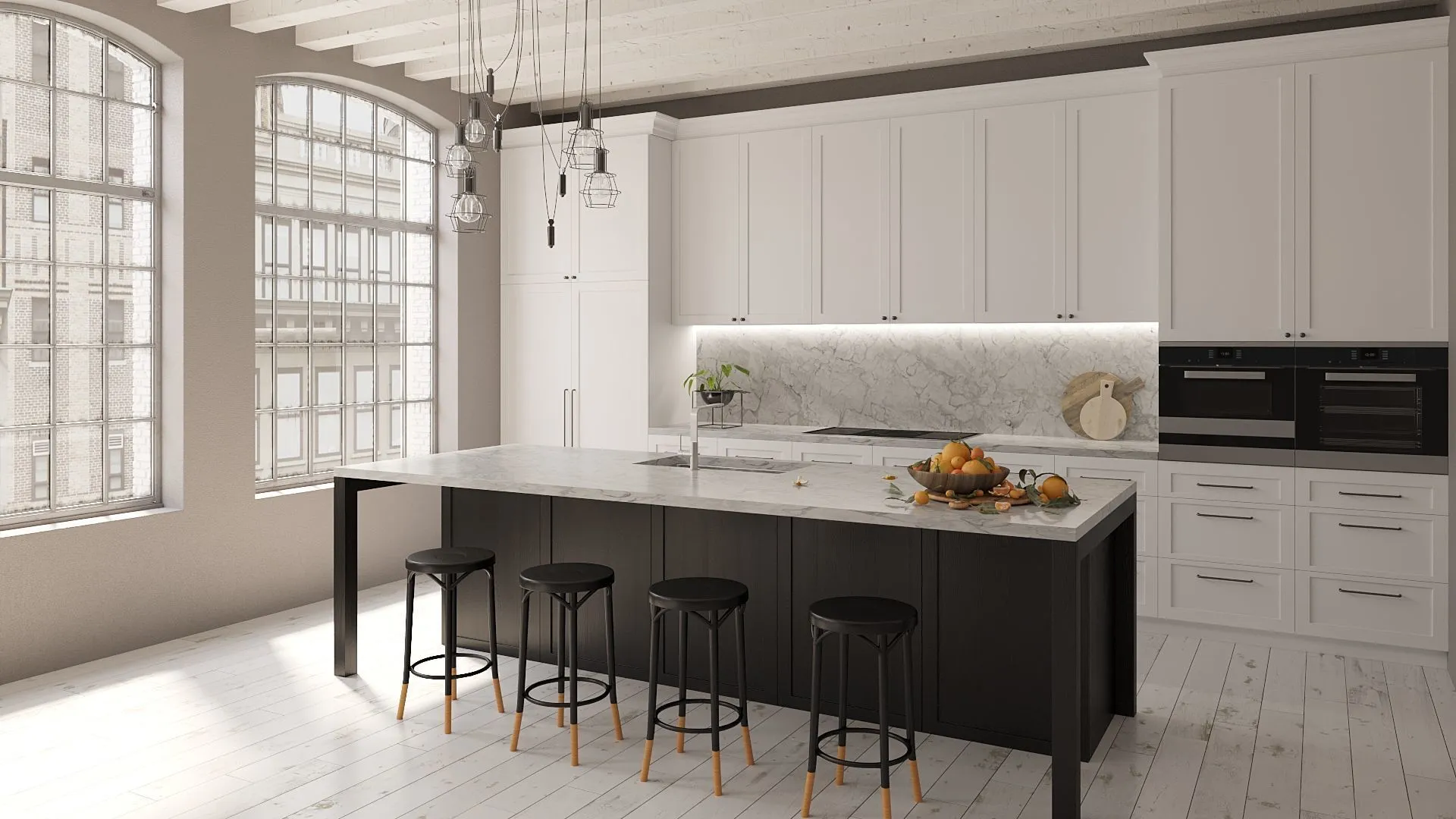 Image of installed Vicostone Bahia Quartz countertops