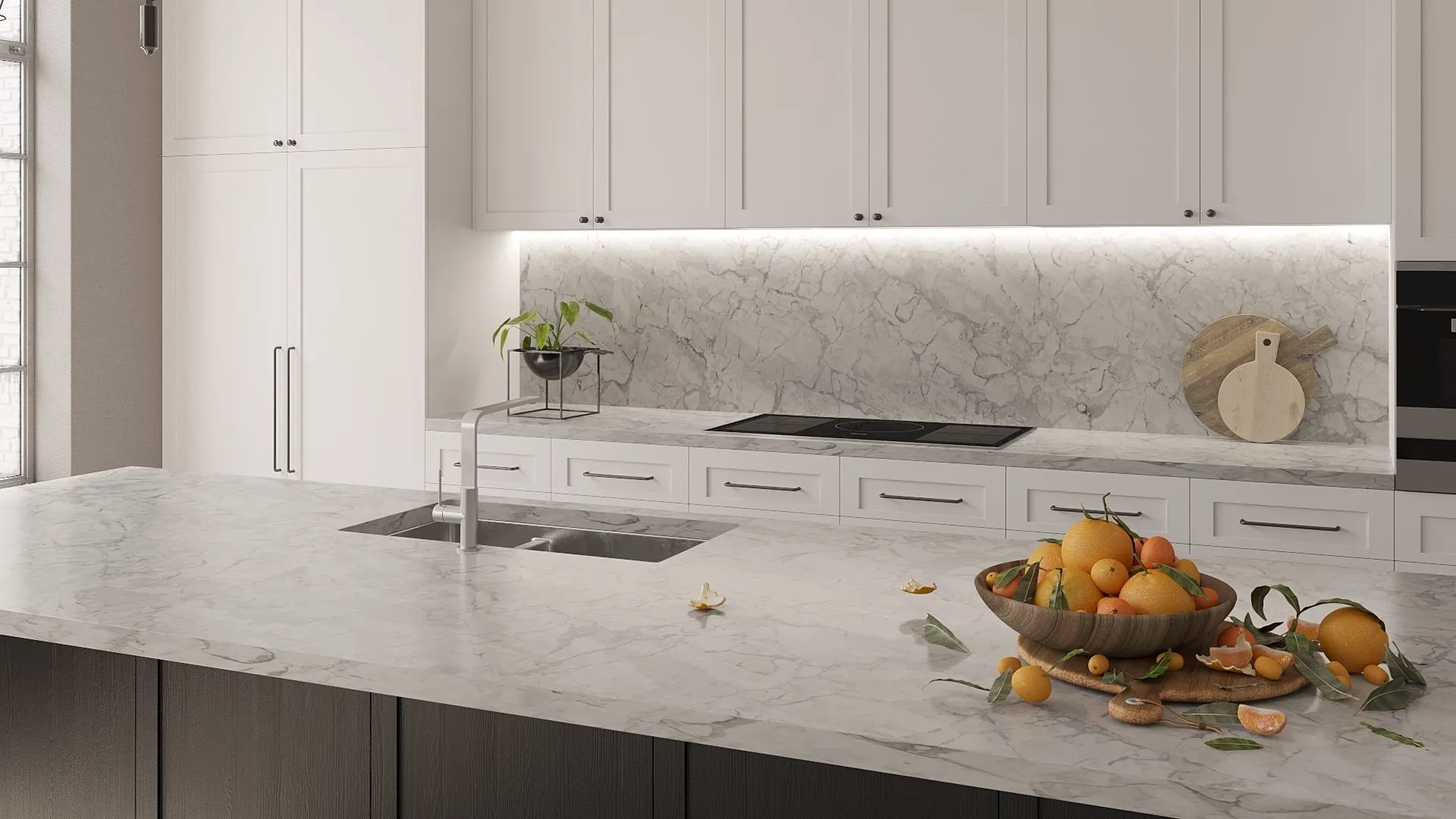 Image of installed Vicostone Bahia Quartz countertops
