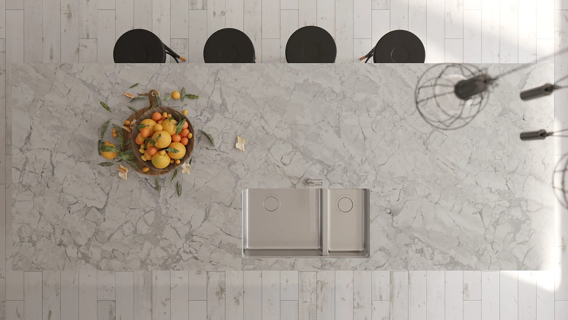 Image of installed Vicostone Bahia Quartz countertops