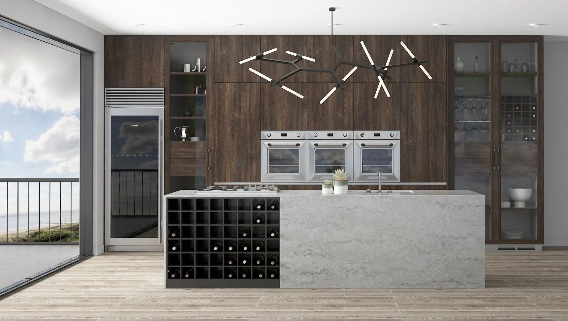Image of installed Vicostone Elysian Quartz countertops