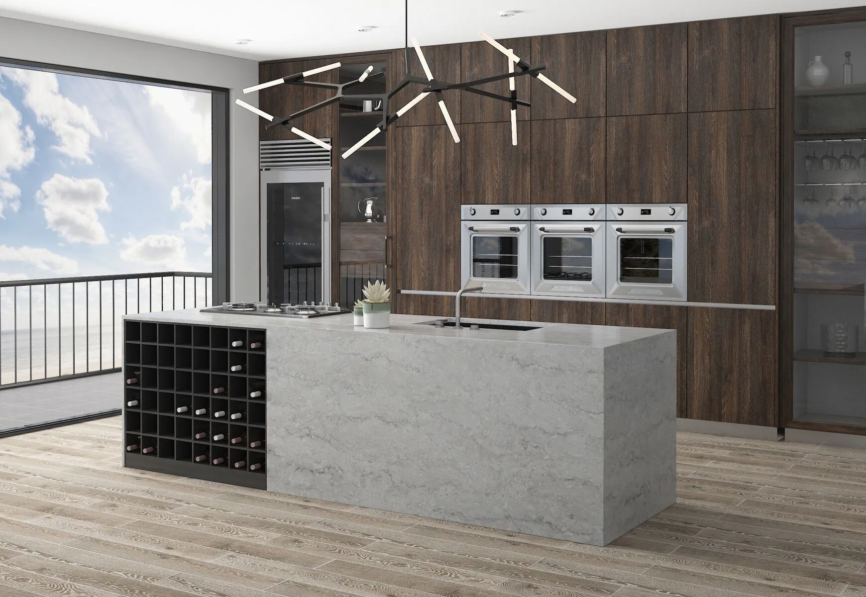 Image of installed Vicostone Elysian Quartz countertops