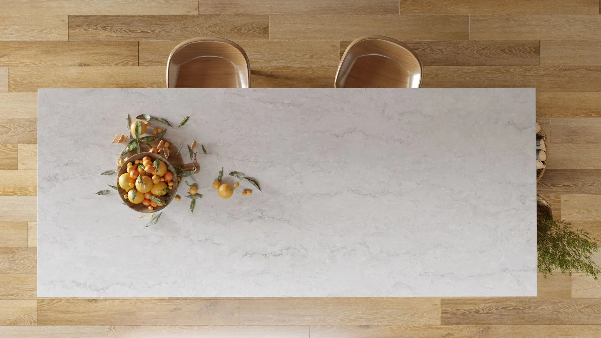 Image of installed Vicostone Elysian Quartz countertops