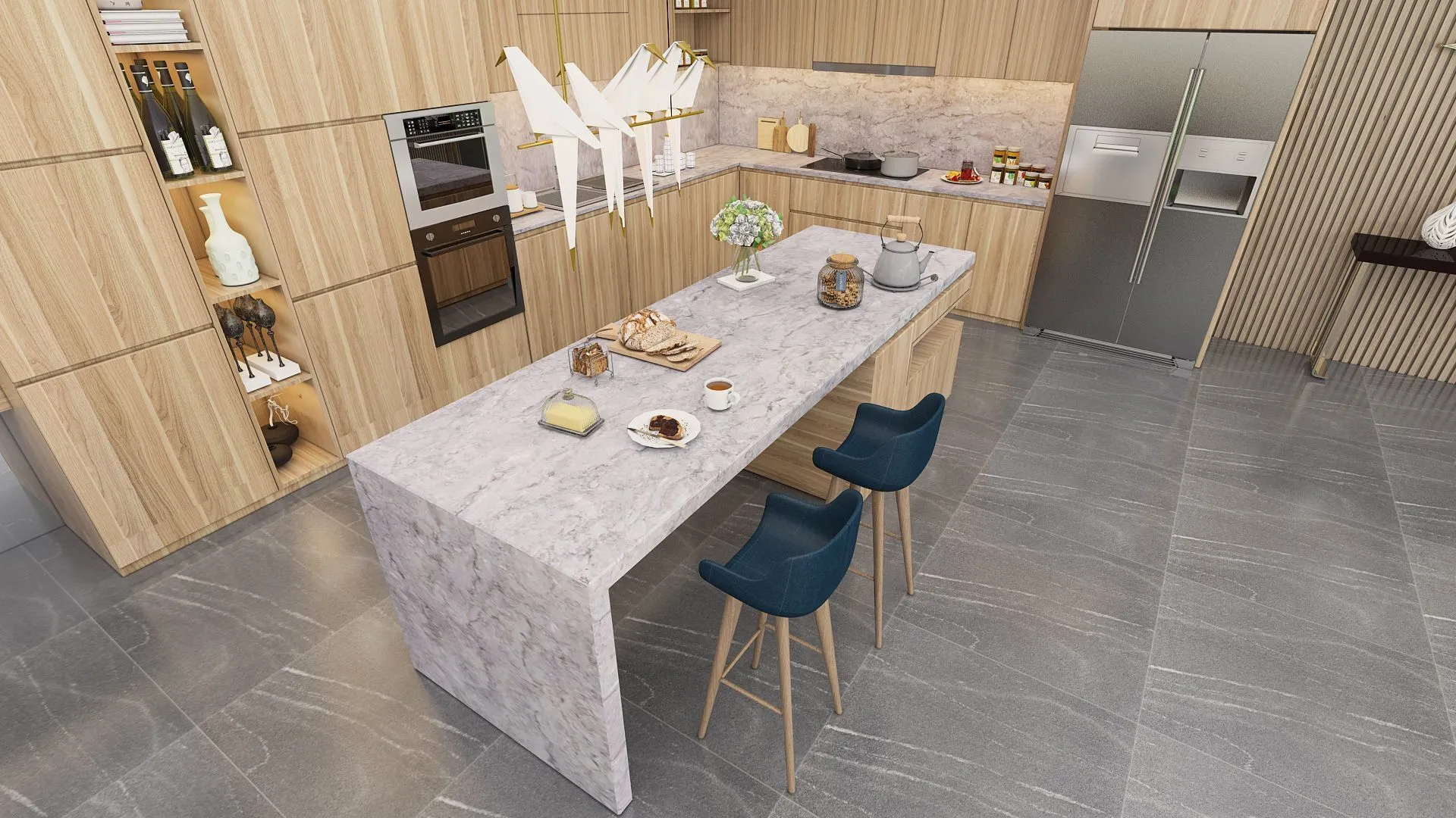 Image of installed Vicostone Elysian Quartz countertops