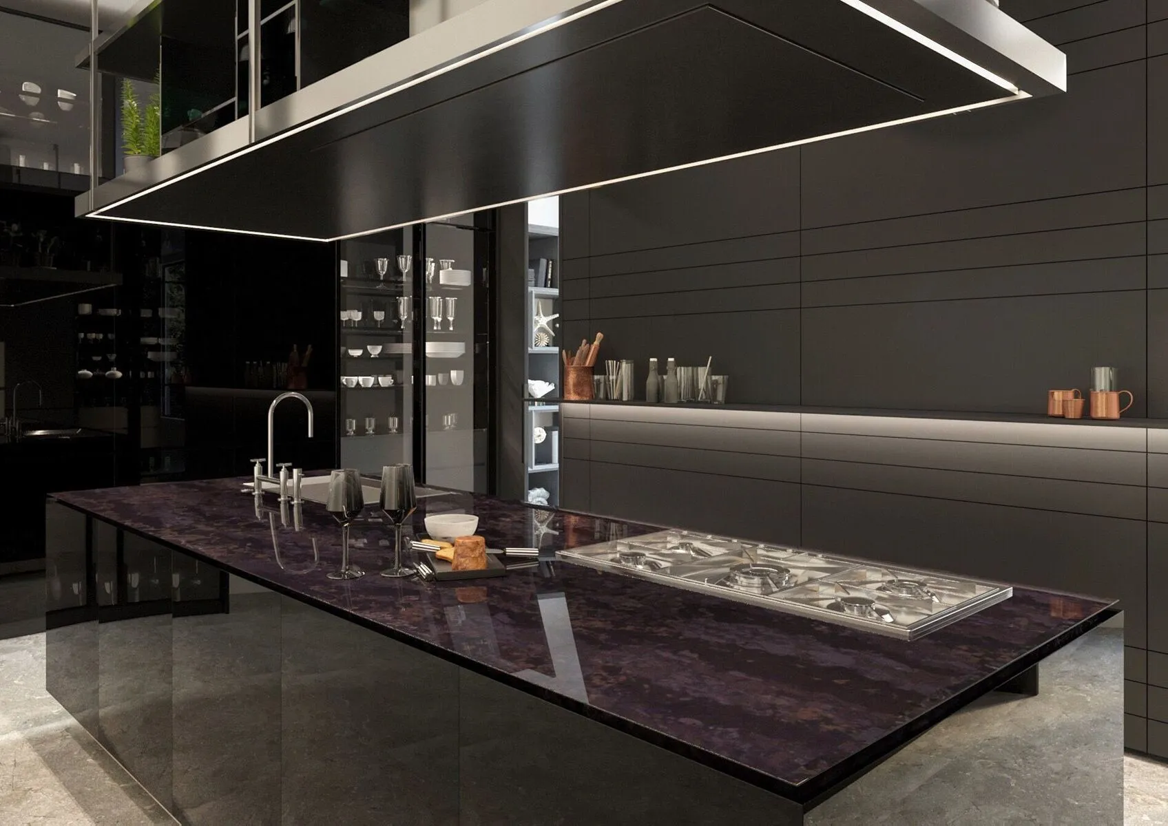 Image of installed Vicostone Amadeus Quartz countertops